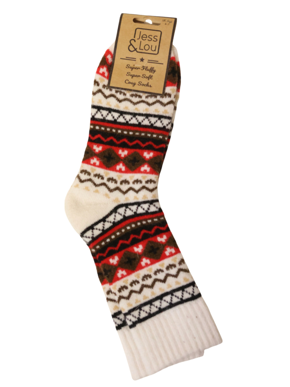Jess & Lou SL771 Nordic Cosy Socks with a Nordic-inspired patterned design and soft knitted wool-blend finish.