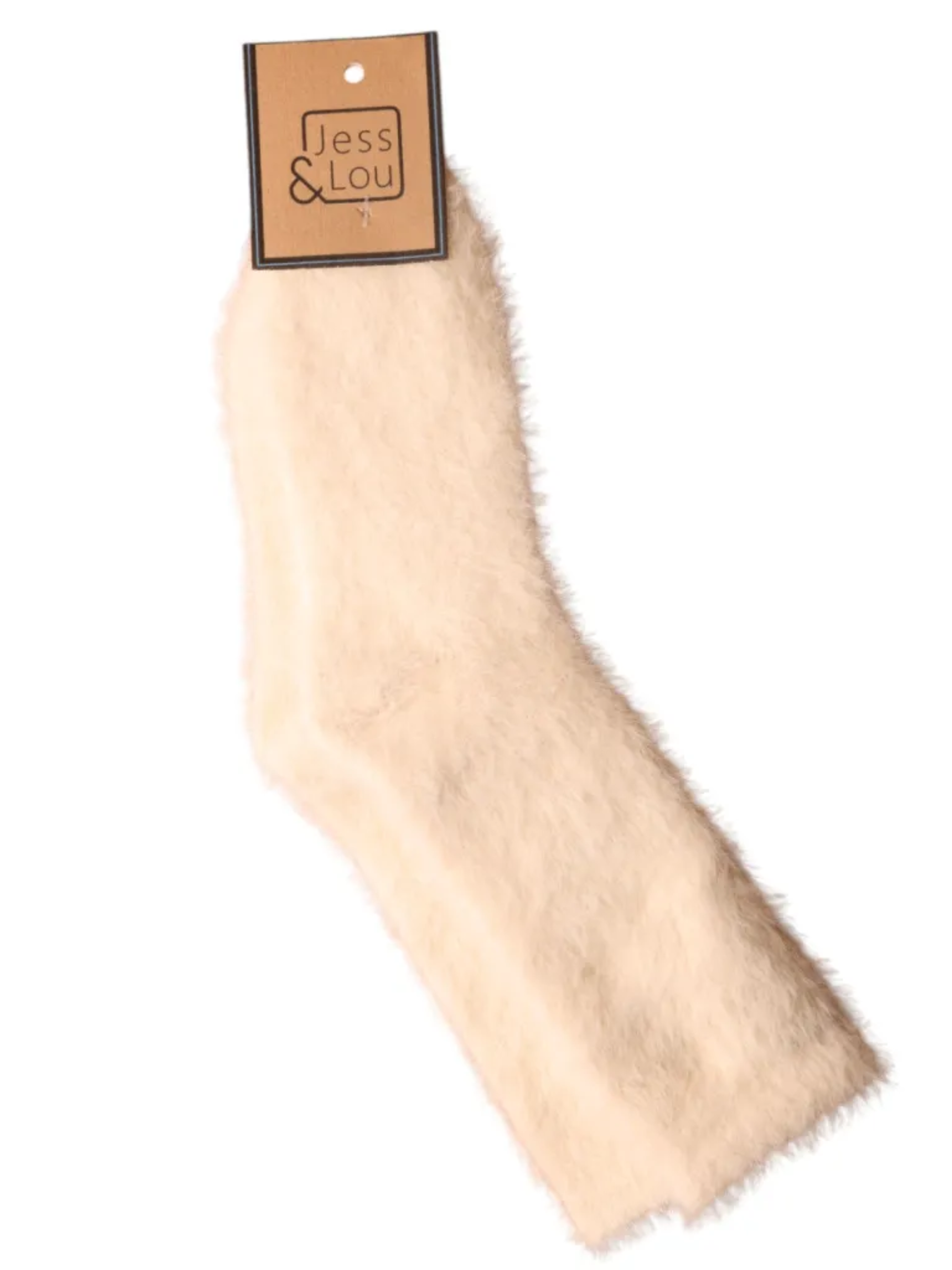 Jess & Lou SL801 cream fluffy socks – soft women’s cosy socks for warmth, comfort and everyday wear.