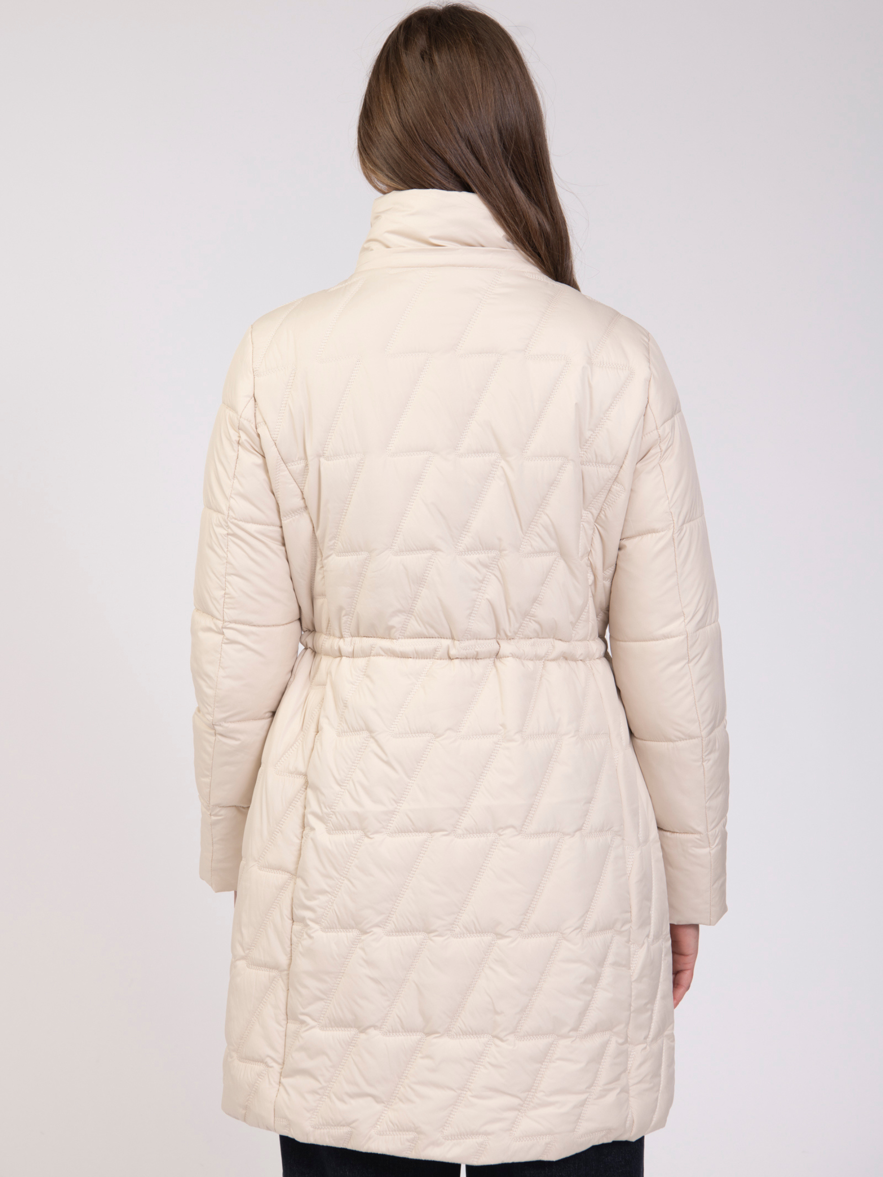 Jessica Graaf 32060 Long Padded Jacket with high neckline, popper fastening, drawstring waist and front pockets