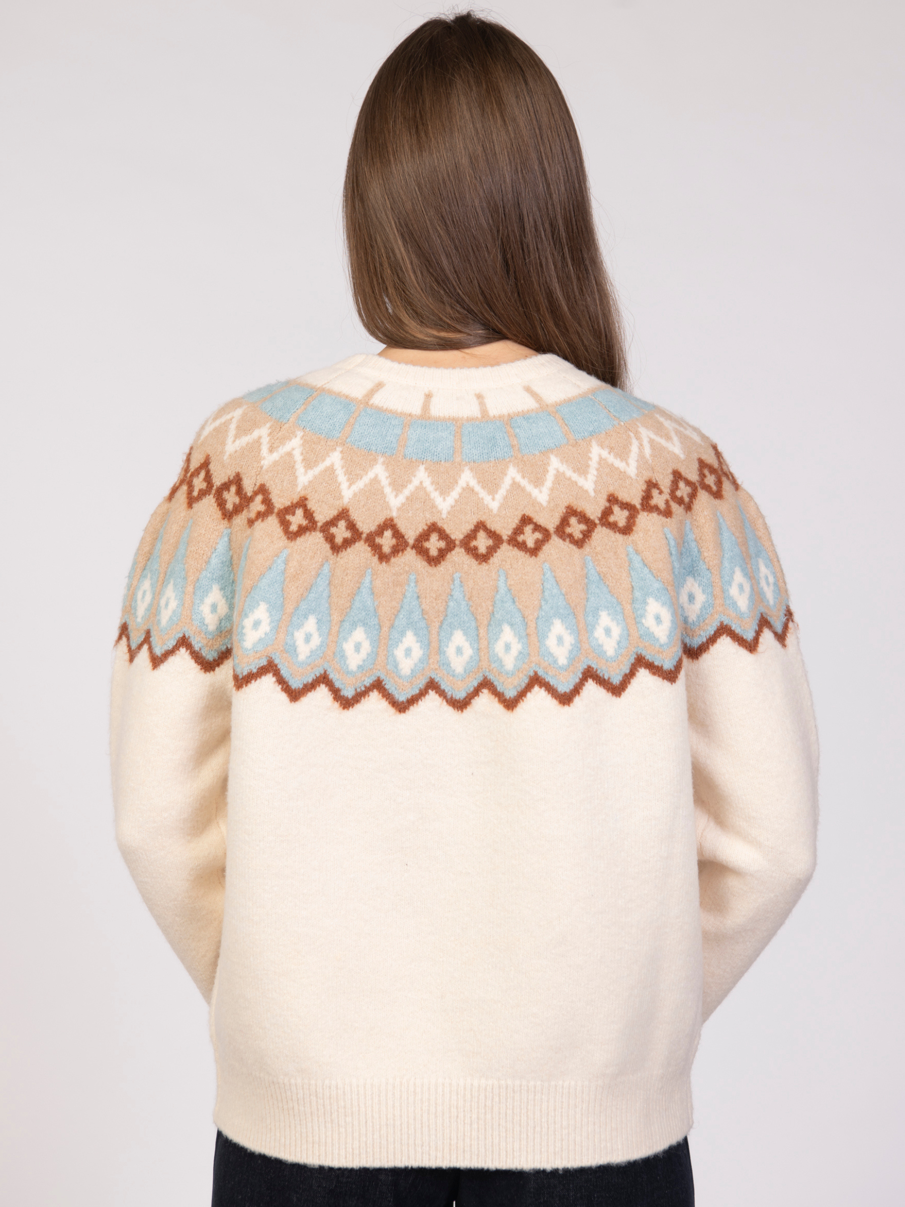 Jessica Graaf 32153 Printed Jumper with round neckline, long sleeves and printed yoke detail
