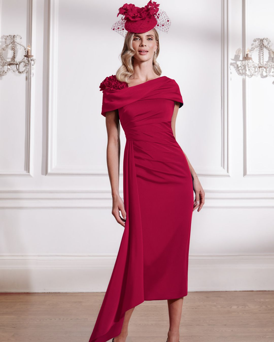 Feather Dress John Charles Pink Dress John Charles 29291 Ruby Pink