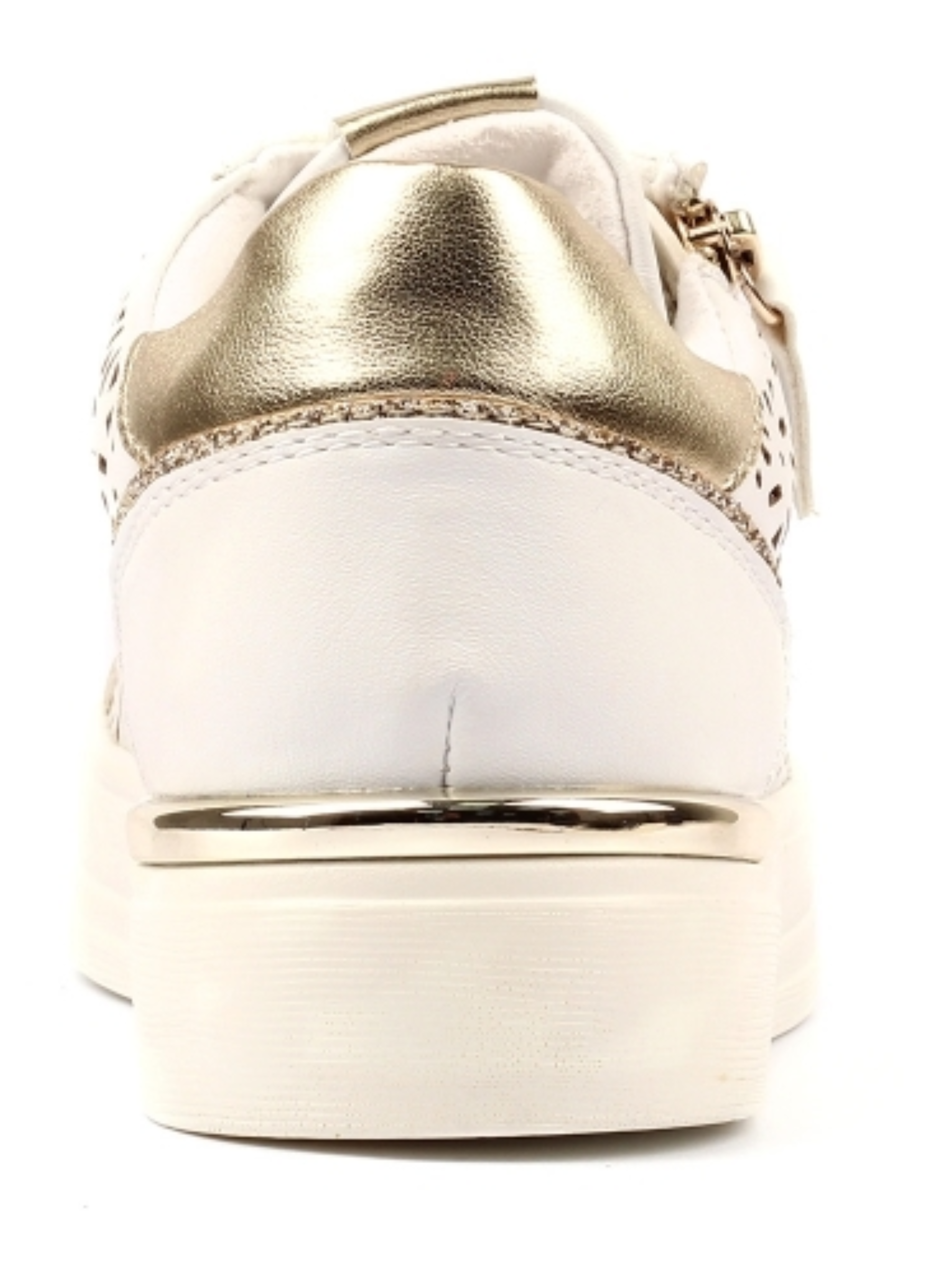 Lunar Ciara White Trainer with laser-cut side panel, lace-up front, side zip detail and chunky sole.
