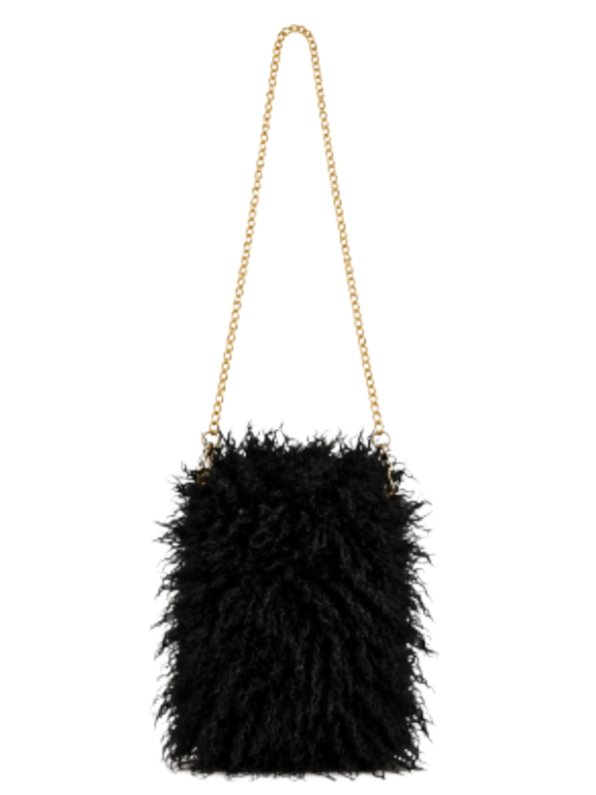 Malissa J GC21955 Mongolian Faux Fur Bag with a soft textured finish and chain strap.
