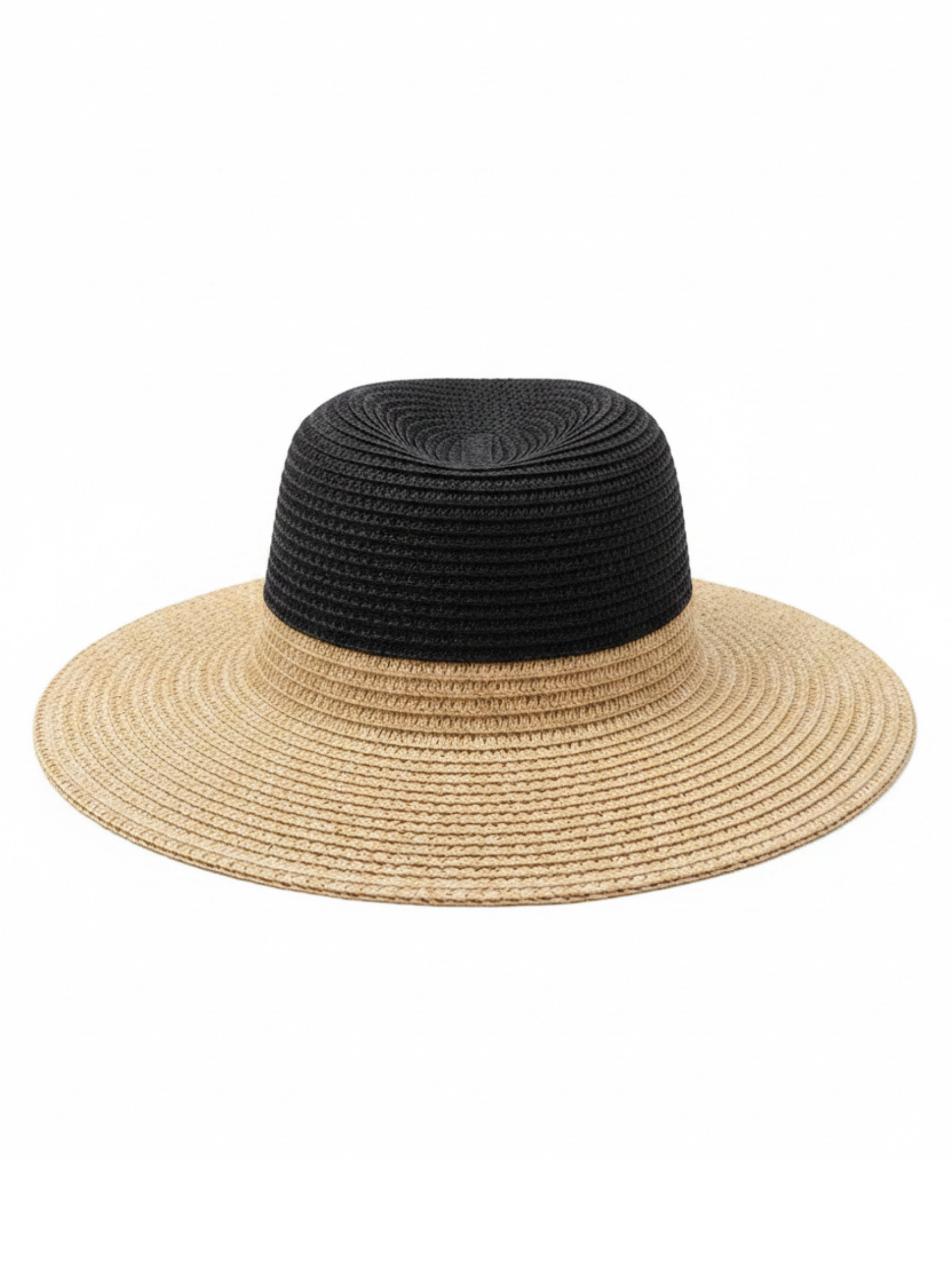 Malissa J GC22010 two tone raffia straw hat with structured crown, wide brim and contrast band.