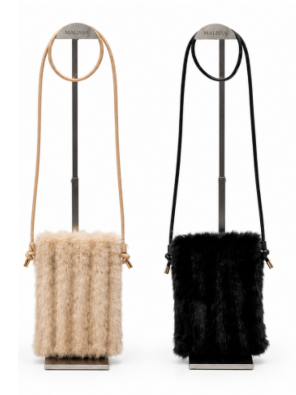 Malissa J GC22227 Faux Fur Stripe Effect Bag with soft faux fur texture, stripe effect detailing and a long strap.