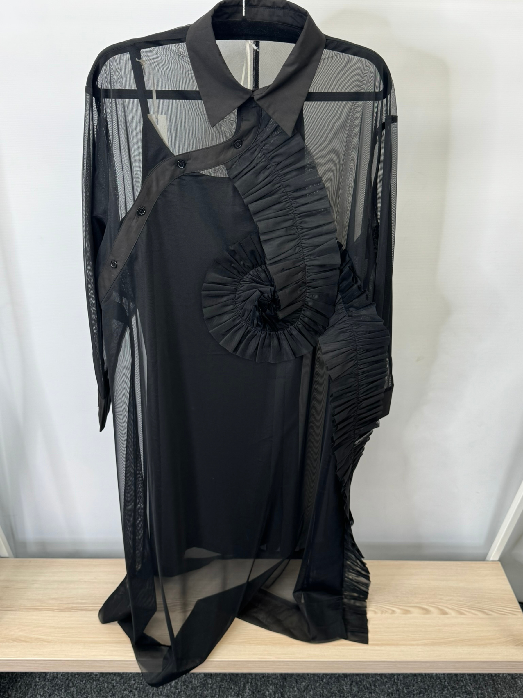 Malissa J black two piece mesh dress with cami top – sheer overlay long sleeve dress, elegant layered evening outfit for women