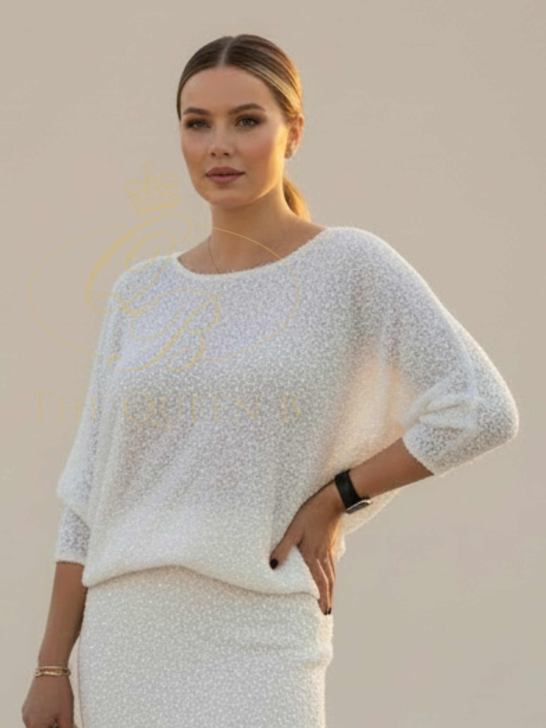 Malissa J WF2679 Sequin Jumper with relaxed silhouette, wide round neckline and all-over subtle sequin detailing.