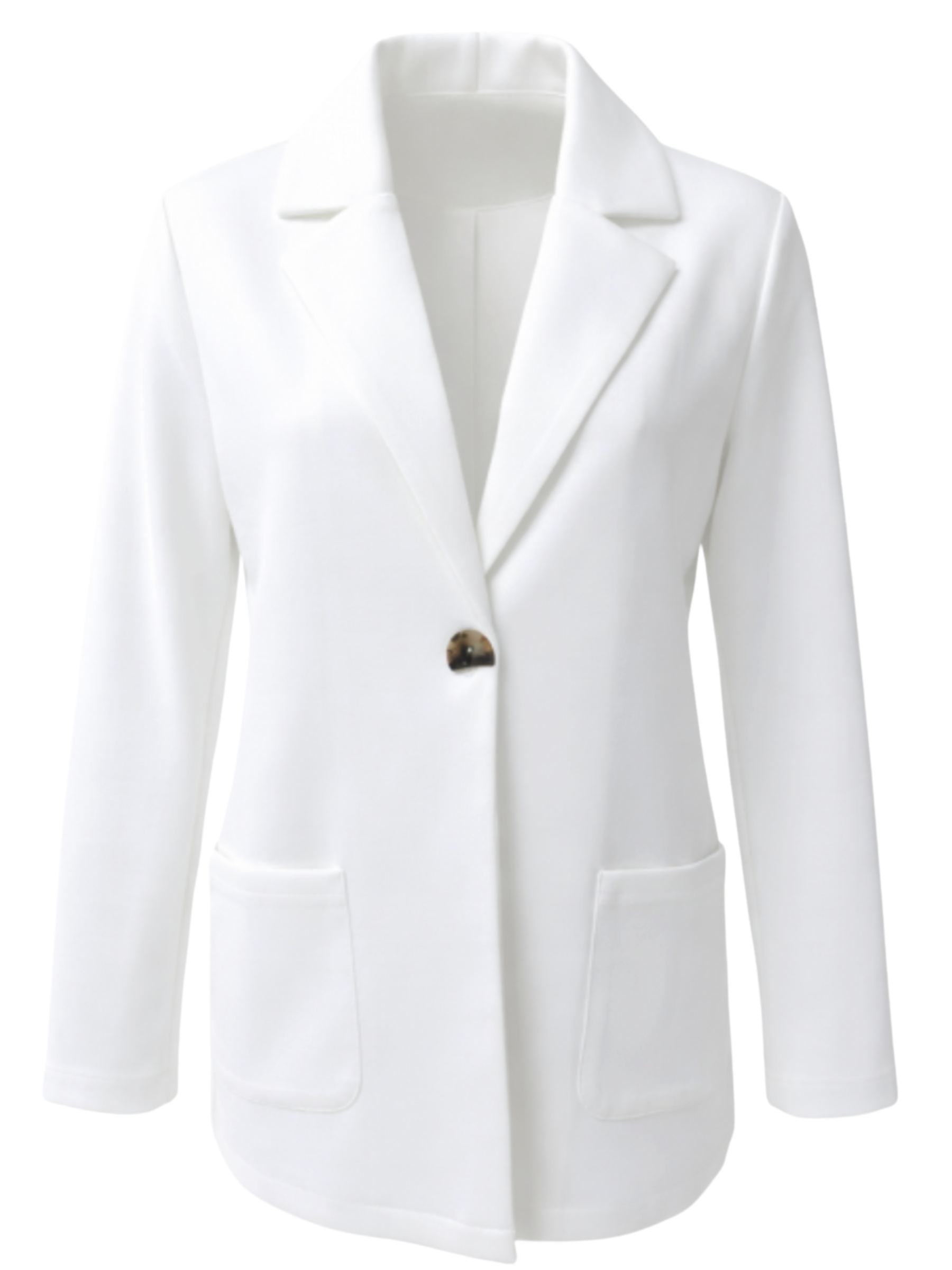Malissa J WF2728A Side Slit Soft Jersey Blazer with notch lapel, single-button fastening and front patch pockets.