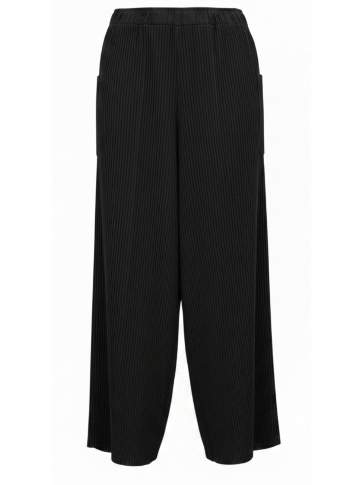 Malissa J WF2732B Ankle Grazer Rib Pleated Trousers with ribbed pleated texture, straight-leg shape and side patch pockets.