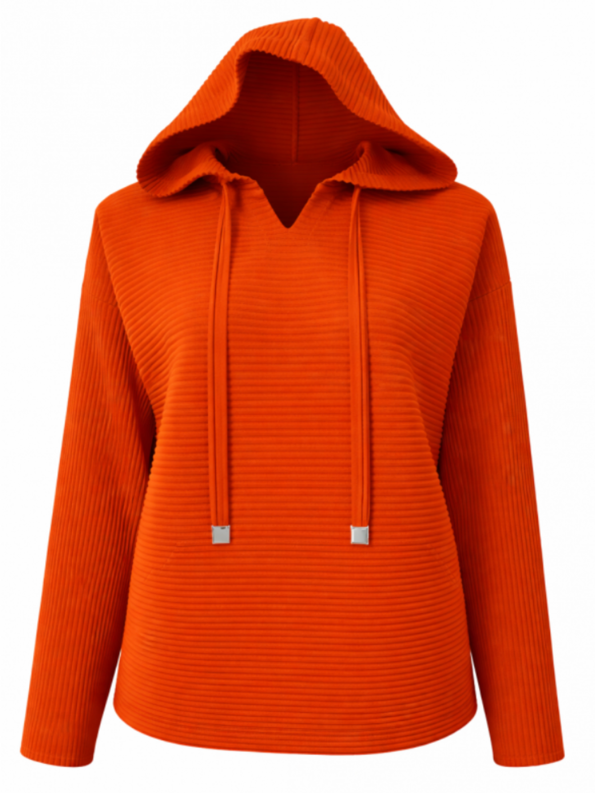 Malissa J WF2858 Rib Pleat Hoodie with ribbed pleated texture, hooded neckline, drawstring ties and long sleeves.