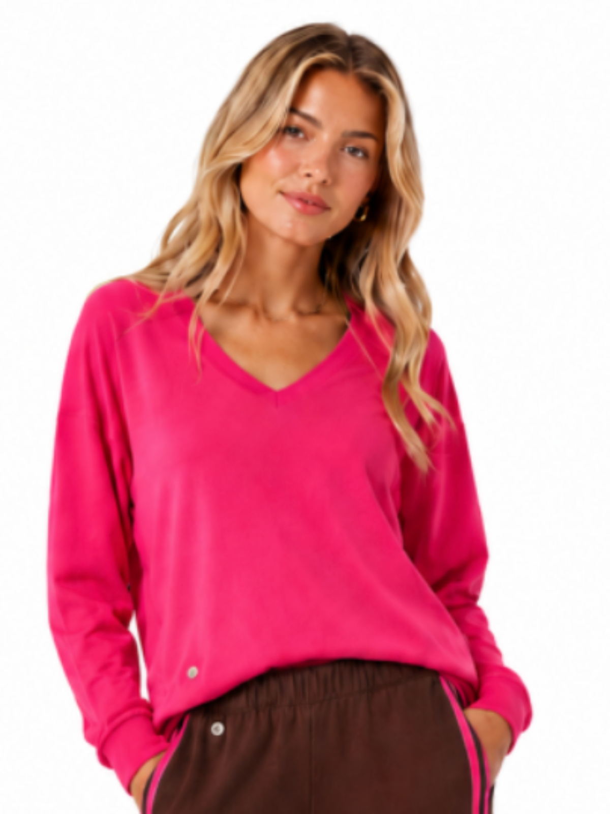 Malissa J WF2930 V-Neck Long Sleeve Top with a flattering V-neckline, long sleeves and a relaxed easy-fit silhouette.