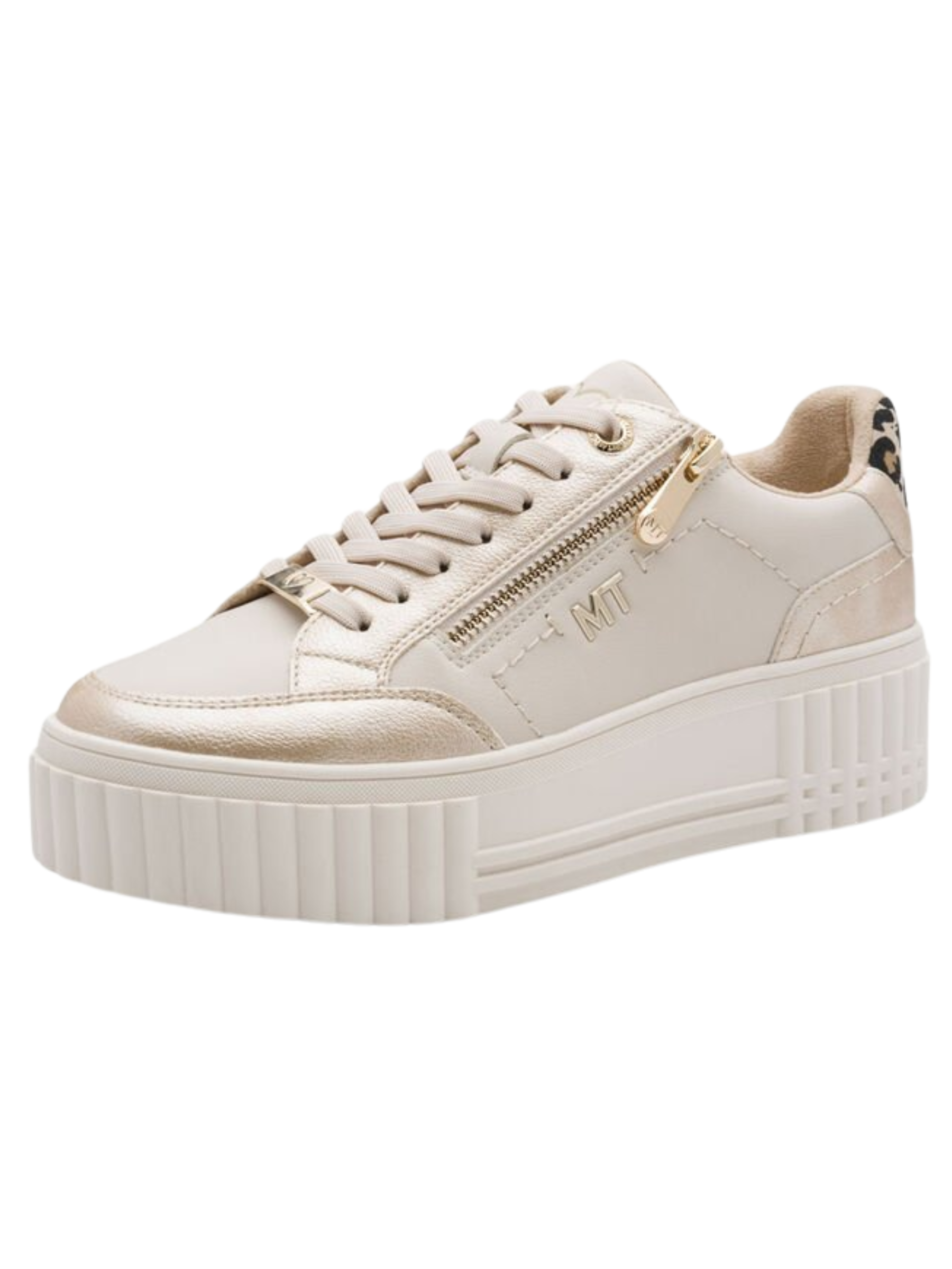 Marco Tozzi 23728 403 cream comb women's platform trainers with zip and lace fastening cream casual trainers.