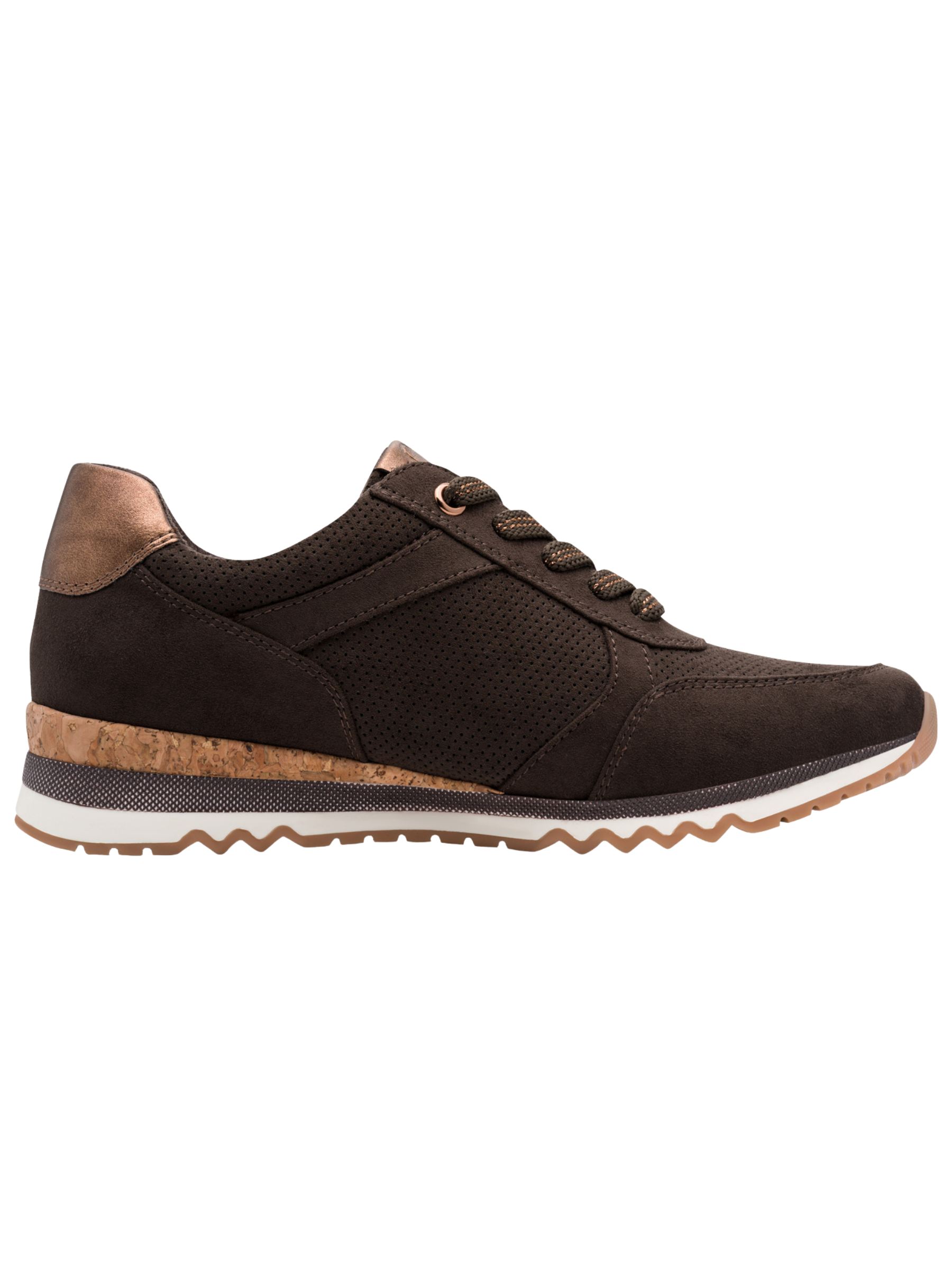 Marco Tozzi 23781 303 Mocca Comb Trainer lace-up trainer with side zip and textured finish