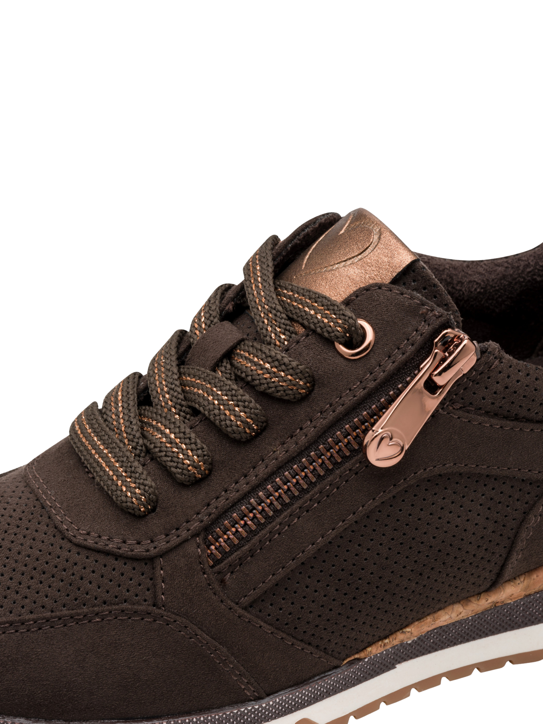 Marco Tozzi 23781 303 Mocca Comb Trainer lace-up trainer with side zip and textured finish