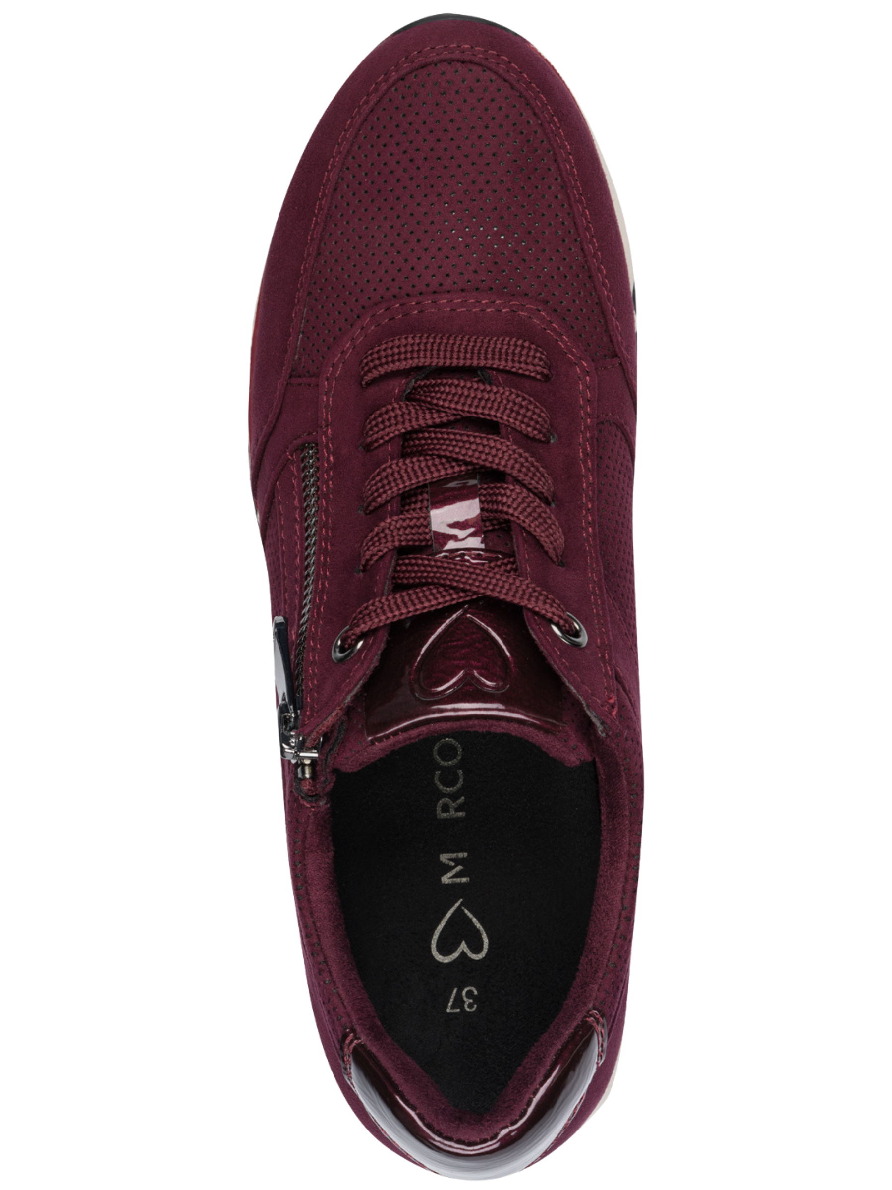 Marco Tozzi 23781 567 Mulberry Comb Trainer lace-up trainer with side zip and textured finish