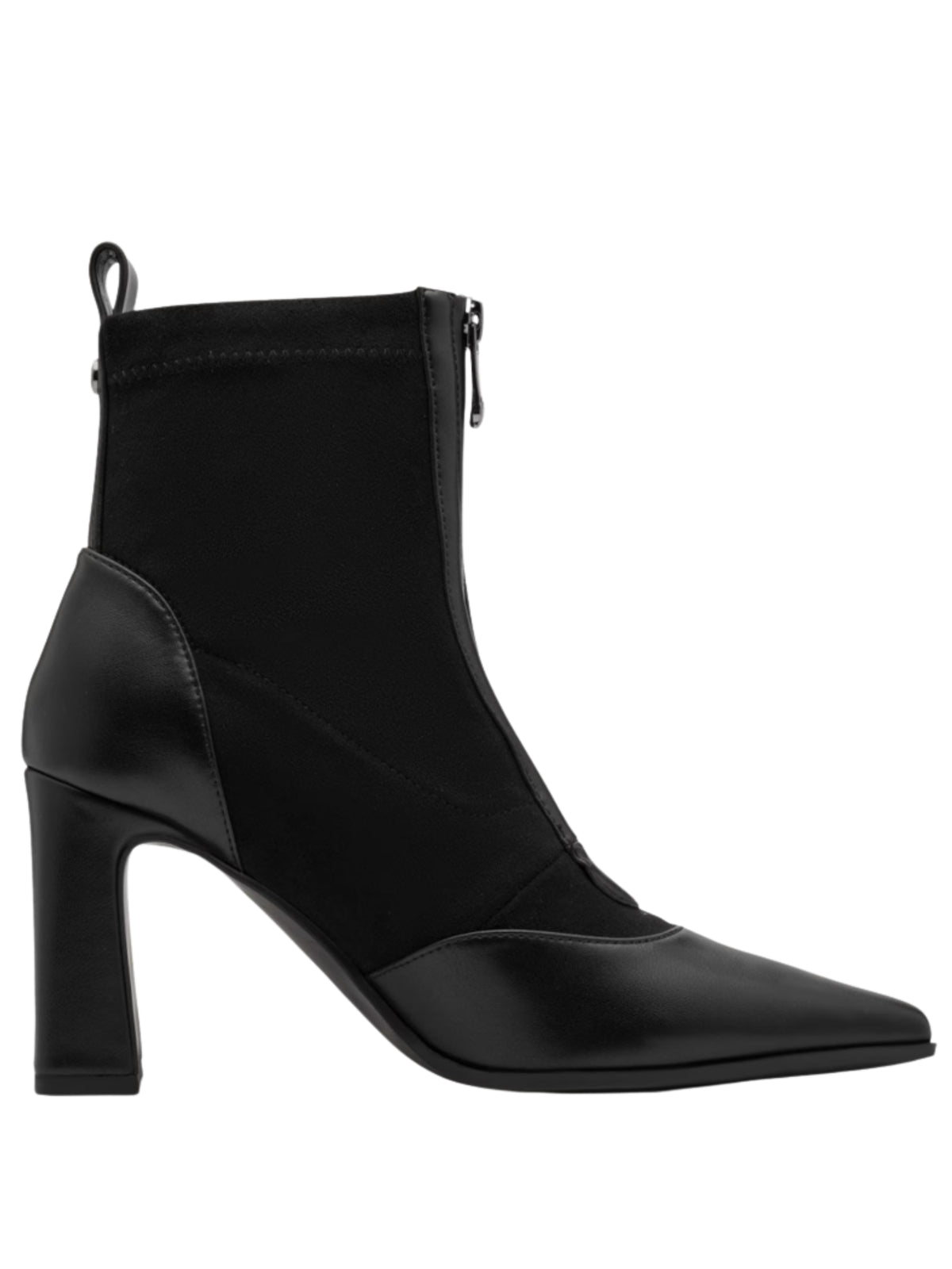 Marco Tozzi 25334 001 Black Boot pointed ankle boot with front zip and 85mm block heel