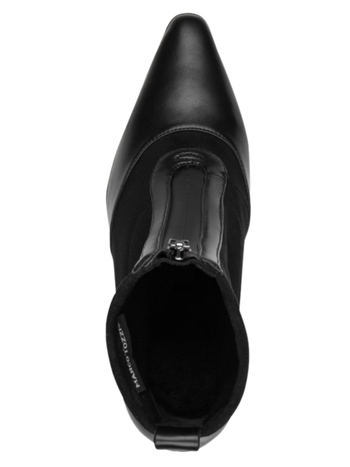 Marco Tozzi 25334 001 Black Boot pointed ankle boot with front zip and 85mm block heel