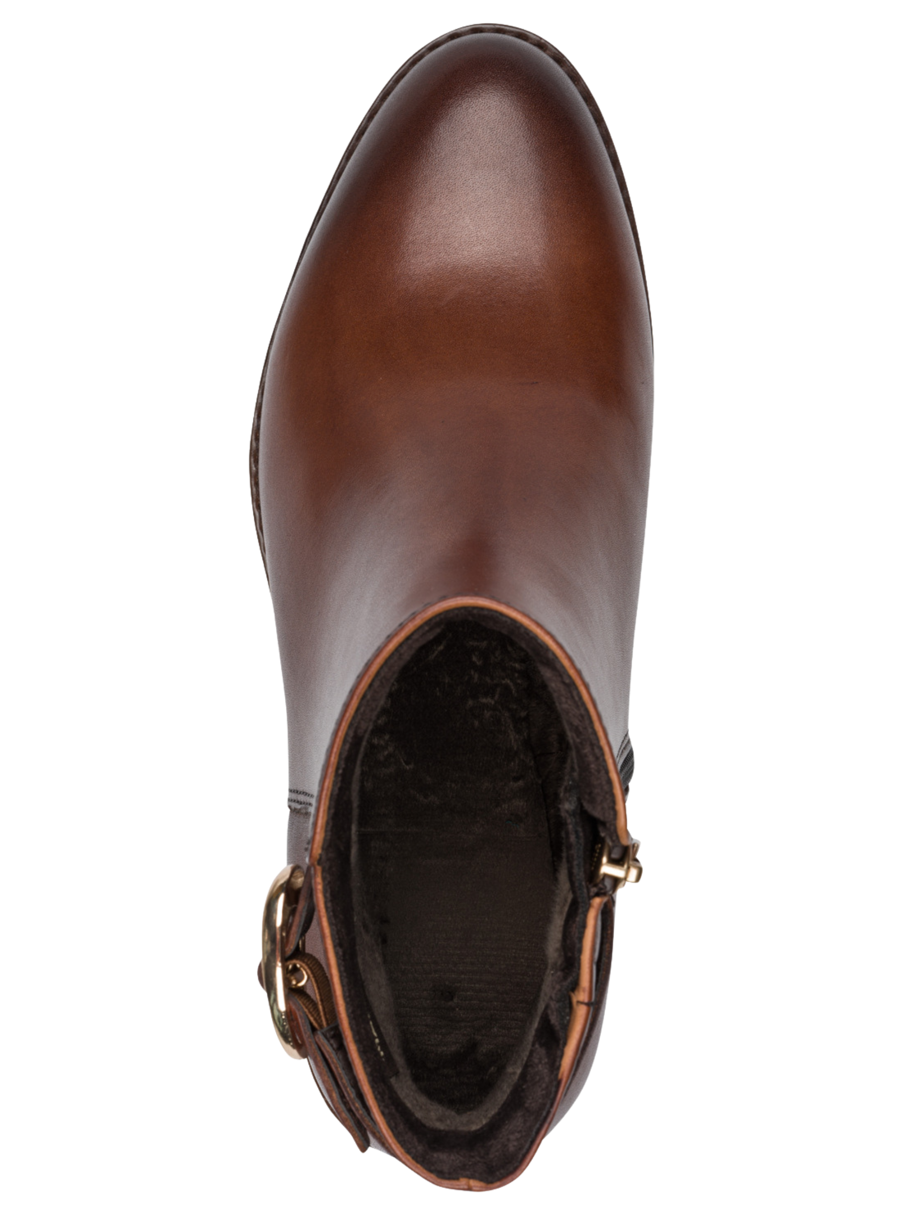 Marco Tozzi 25377 305 Cognac Boot leather ankle boot with buckle detail, side zip fastening and 45mm block heel