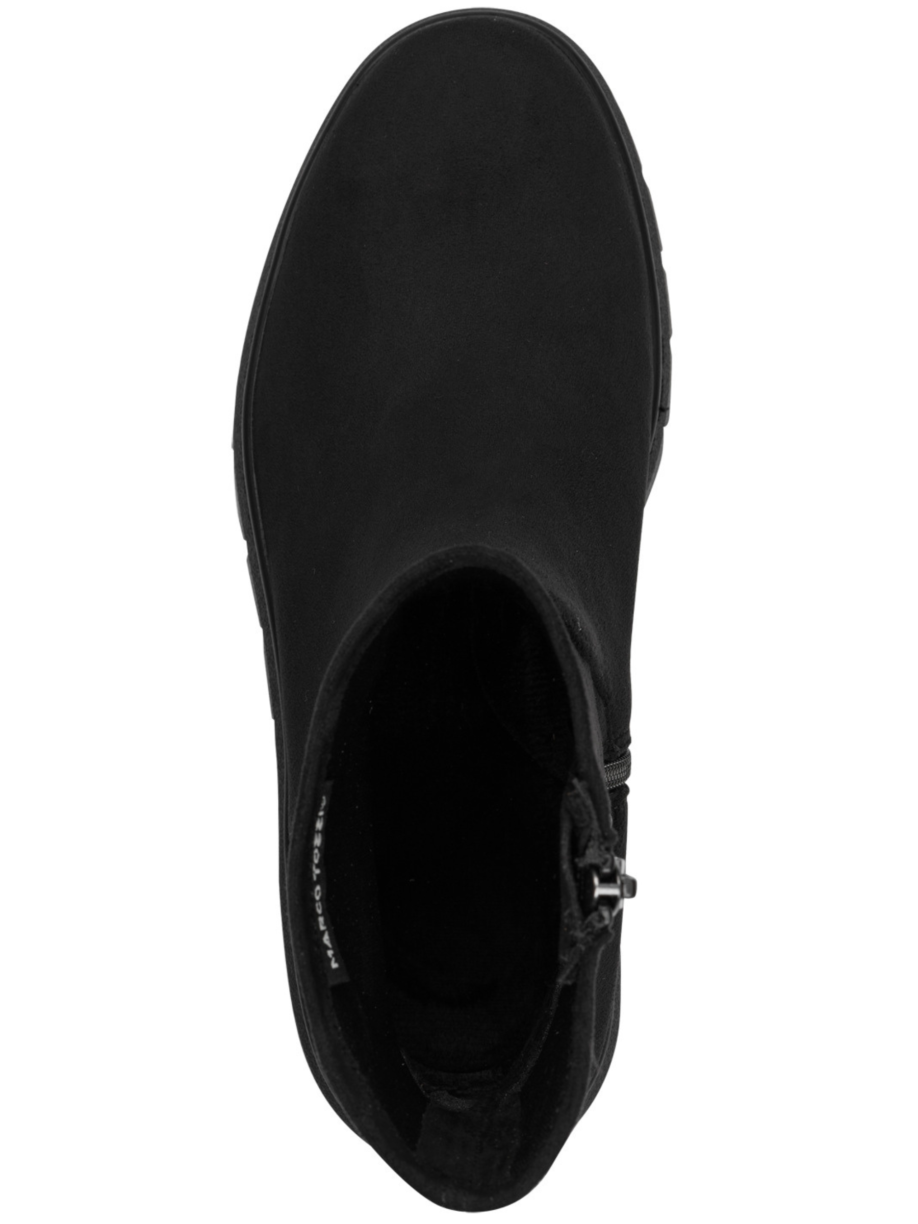 Marco Tozzi 25473 011 Black Boot textile ankle boot with chunky sole, side zip fastening and 45mm heel