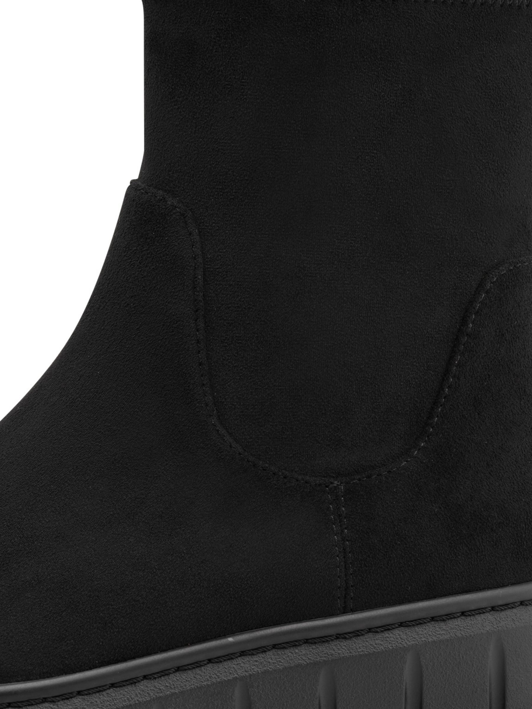 Marco Tozzi 25473 011 Black Boot textile ankle boot with chunky sole, side zip fastening and 45mm heel