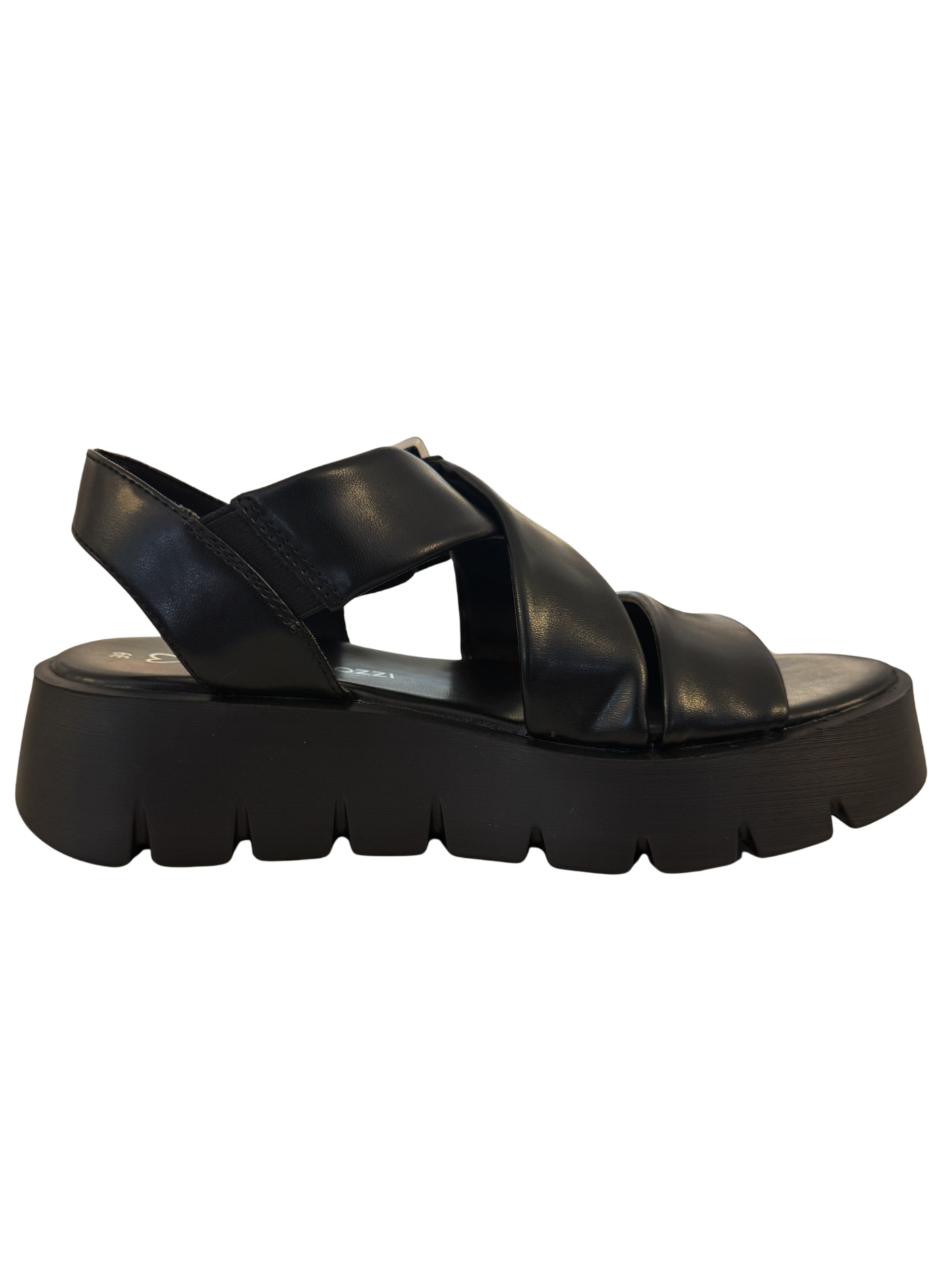 Marco Tozzi 28525 001 Black Sandals with crossover straps and ankle fastening.