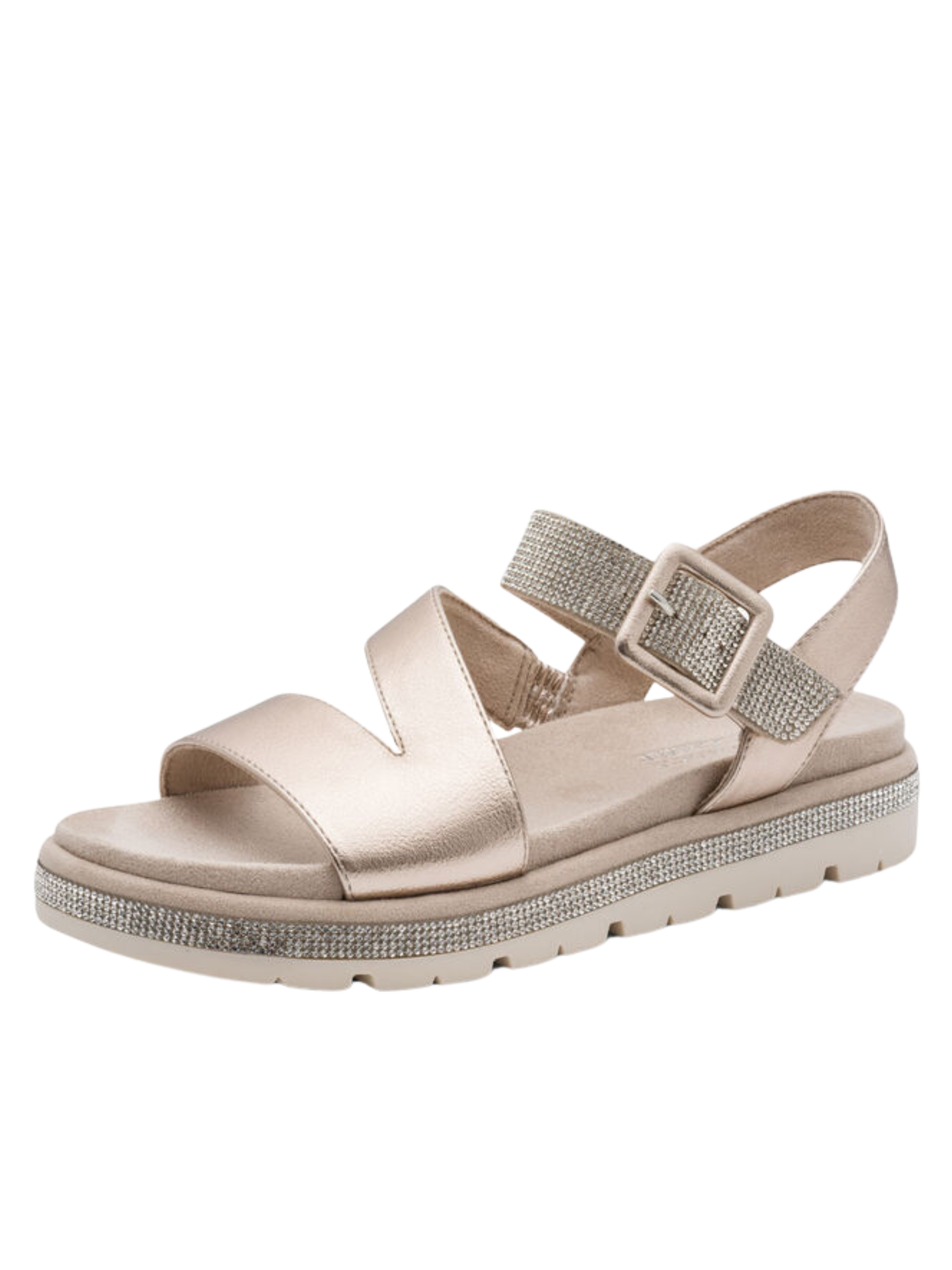 Marco Tozzi 88500 957 Platinum Sandals with crossover straps, hook-and-loop fastening and cushioned sole.
