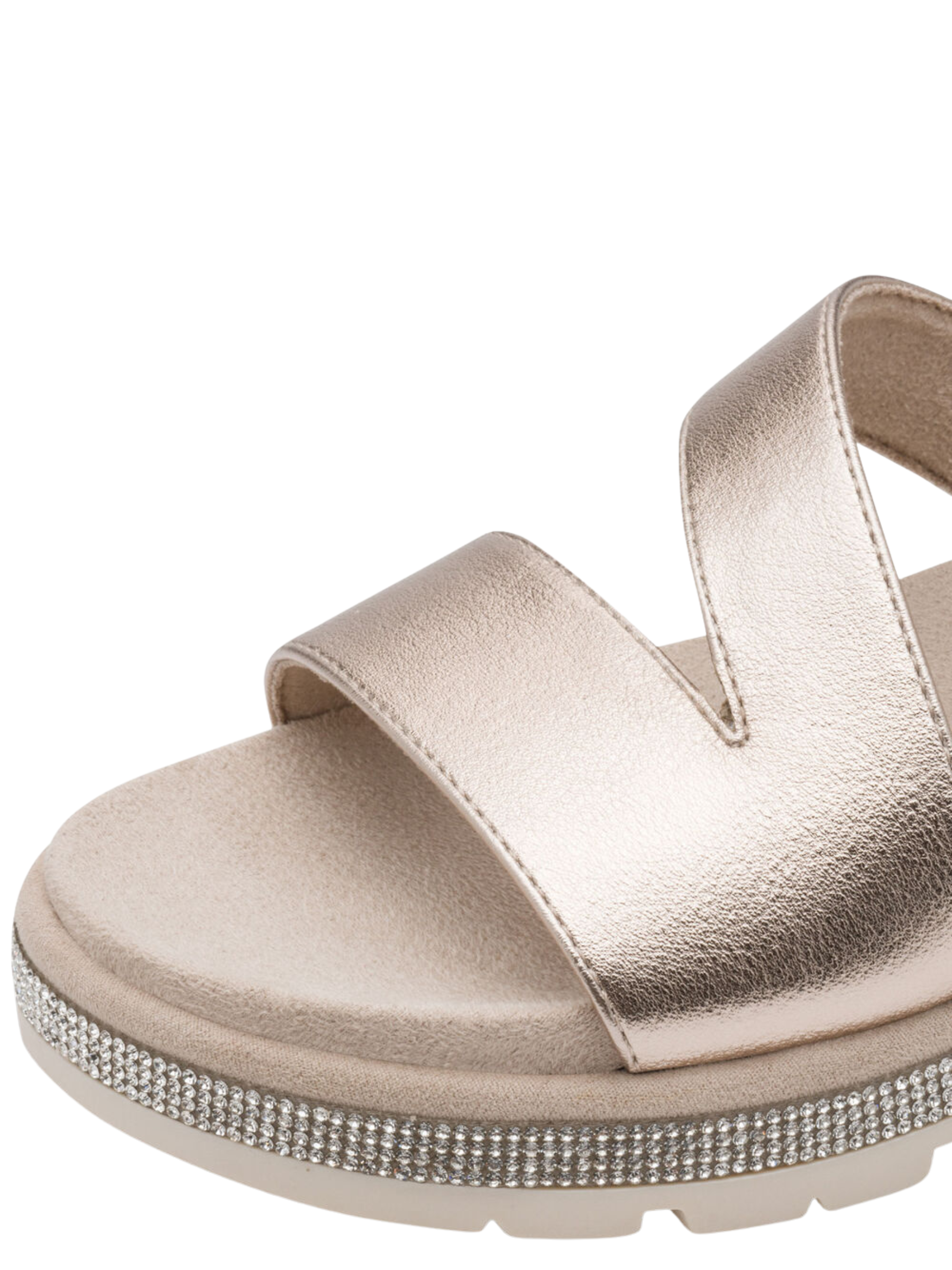 Marco Tozzi 88500 957 Platinum Sandals with crossover straps, hook-and-loop fastening and cushioned sole.