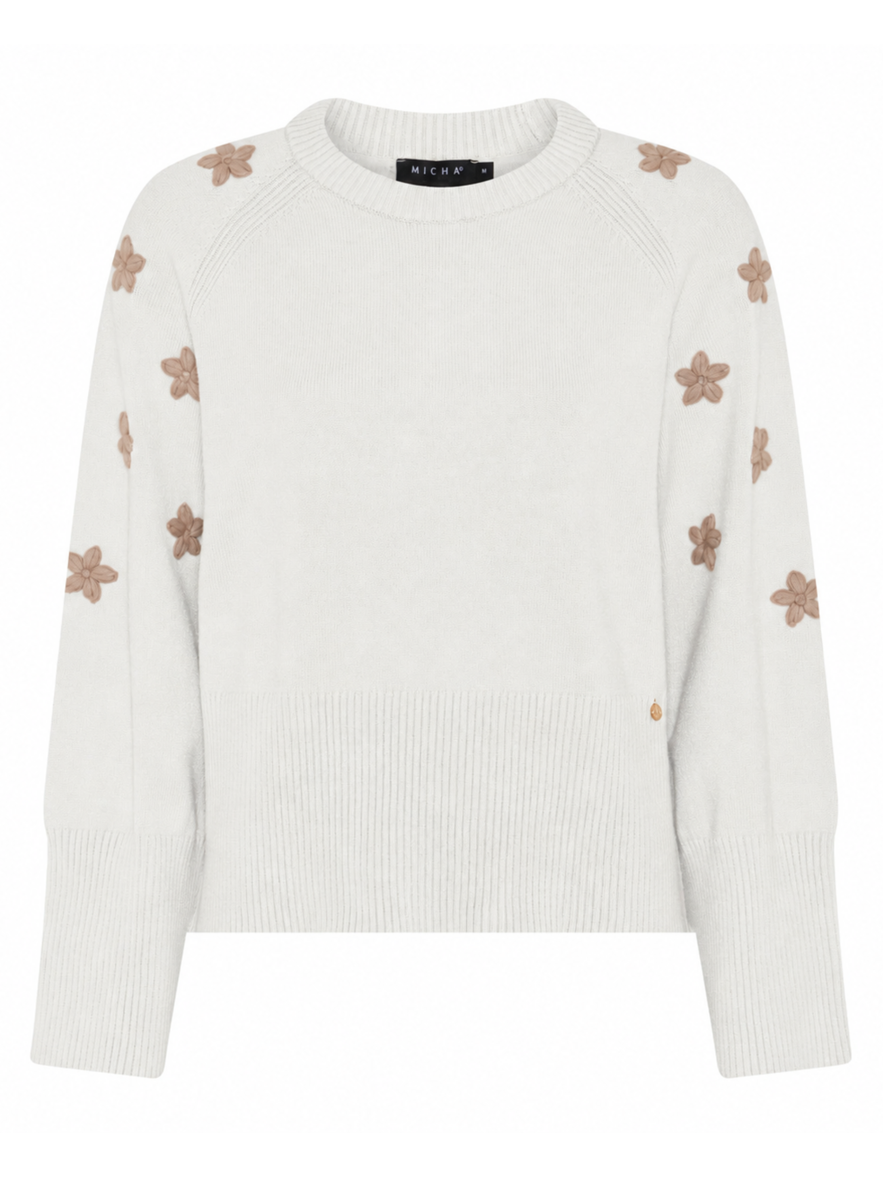 Micha 159 Jumper with round neckline, long sleeves, floral appliqué detail and ribbed hem
