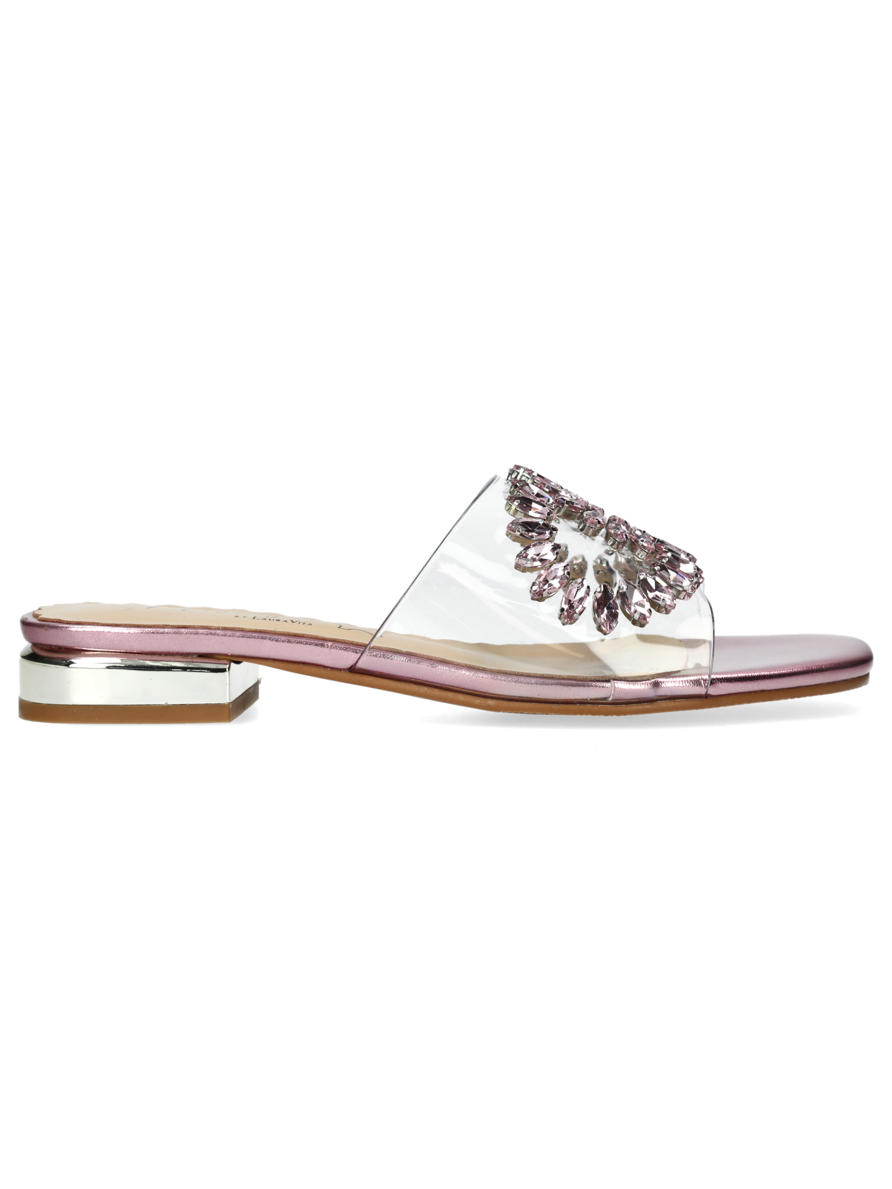 Misstyl Maxine 49 Pink Shoes with clear upper and crystal embellishment.