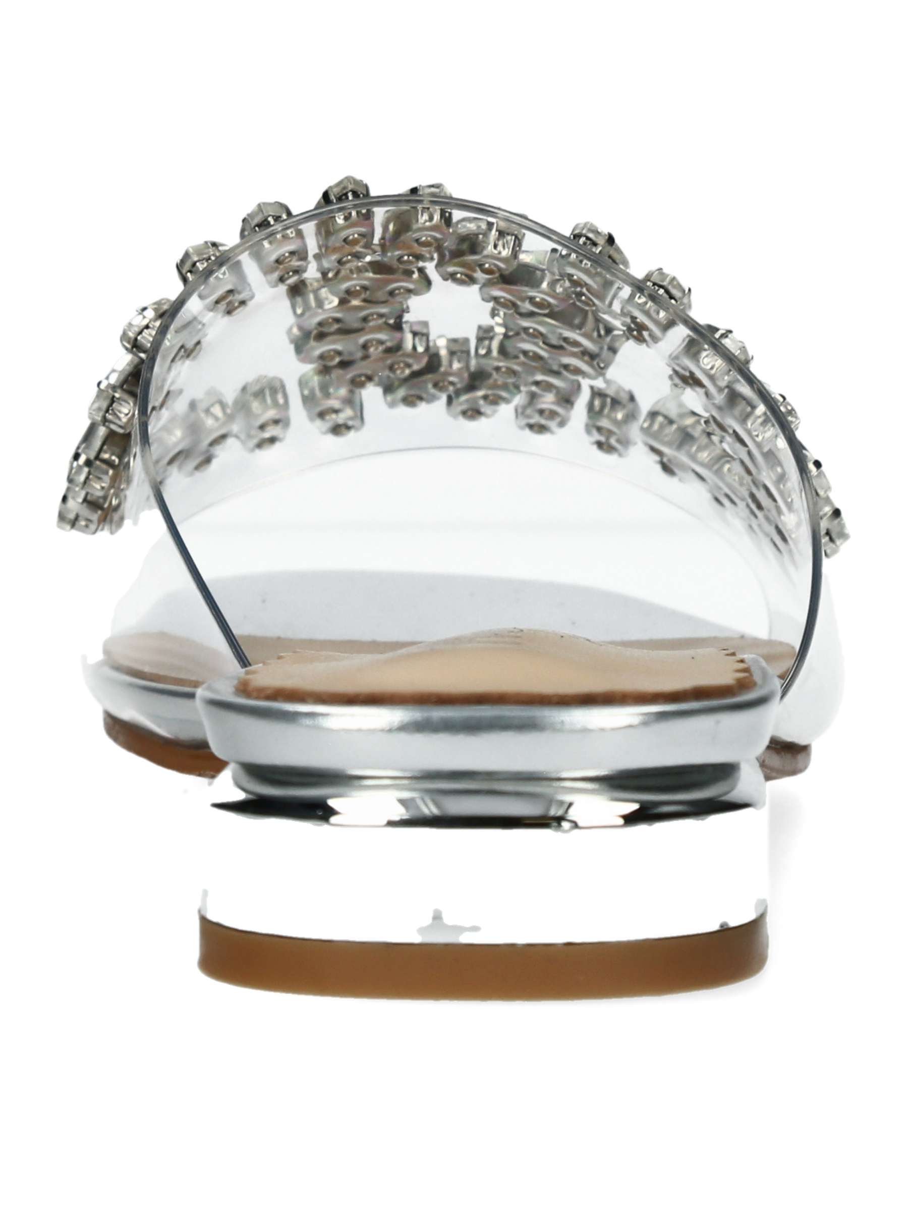 Misstyl Maxine 49 Silver Shoes with clear upper and crystal embellishment.