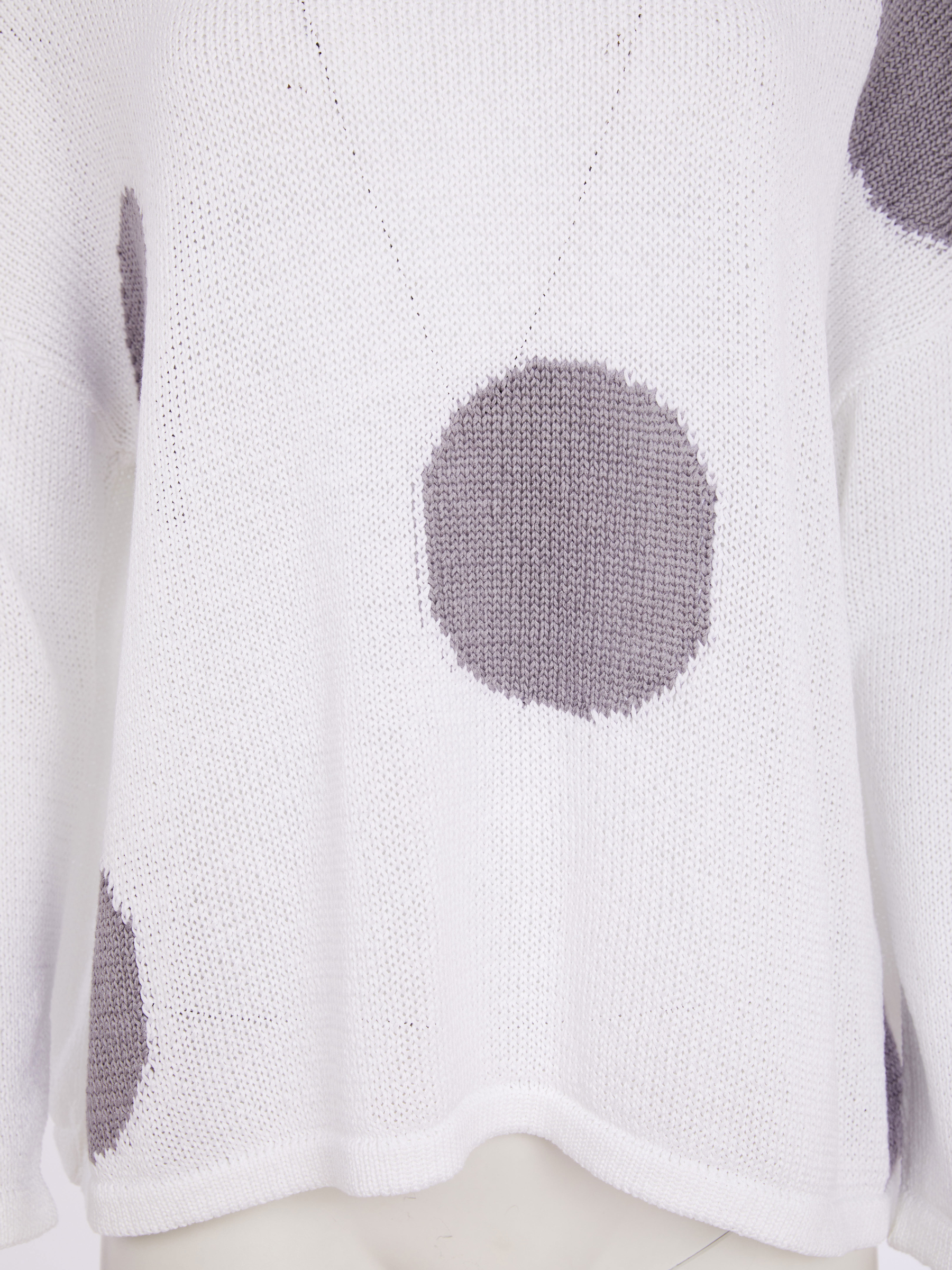 Naya NAS26 142 Soft Print Round Neck Organic Knit featuring lightweight organic cotton knit, round neckline and bold spot print design.