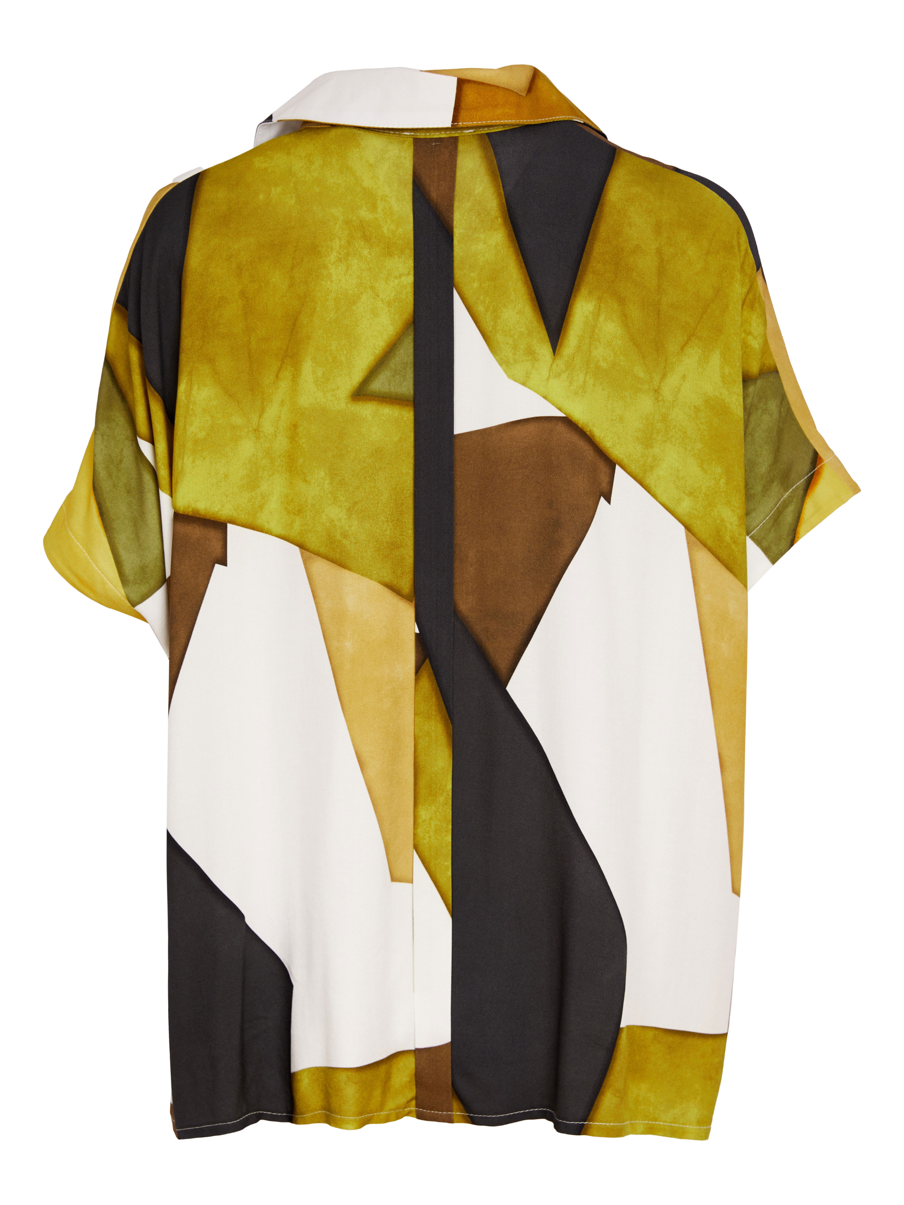 Naya NAS26 152 Multi Colour Graphic Print Top featuring abstract multi-colour design, soft collar, button-through front and relaxed silhouette.