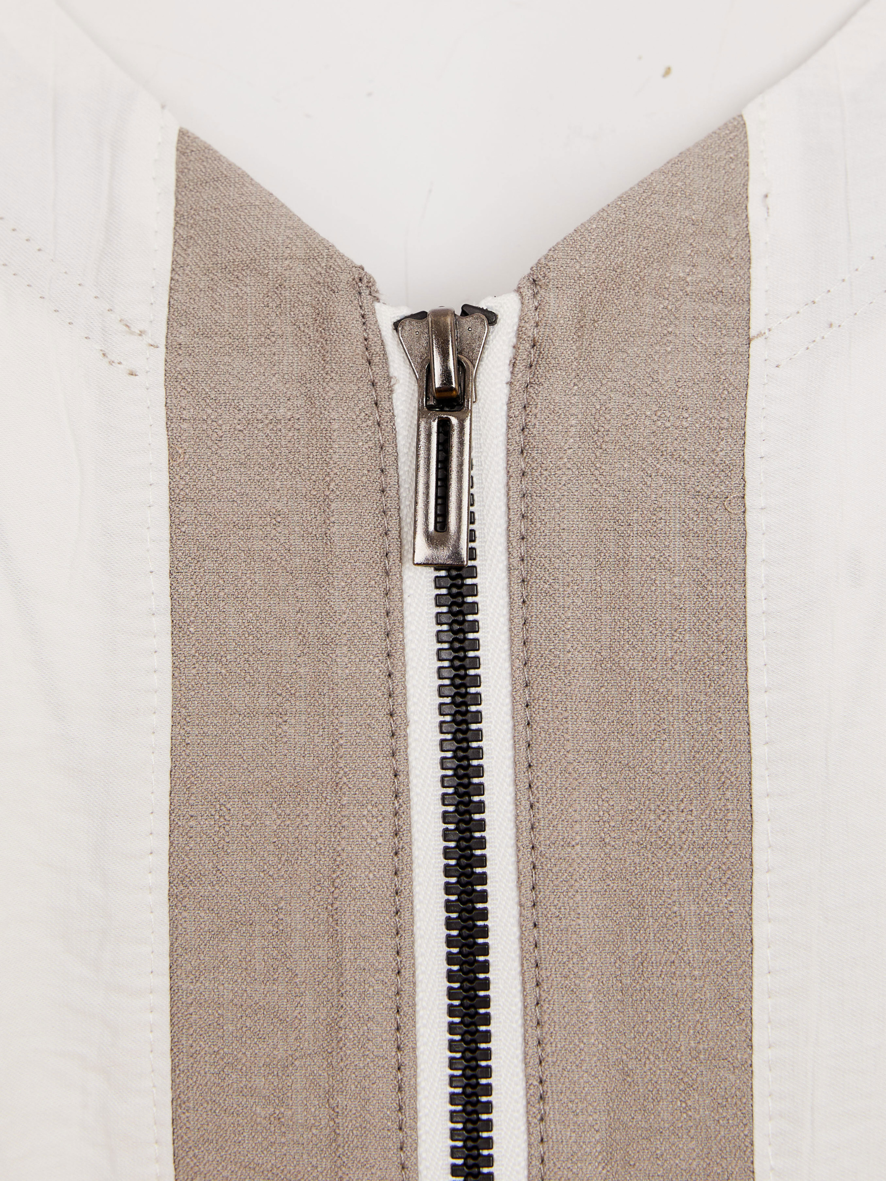 Naya NAS26 159 Contrast Colour Zip Panel V-Neck Top featuring central zip detail, contrast trim panels and relaxed short sleeve silhouette.
