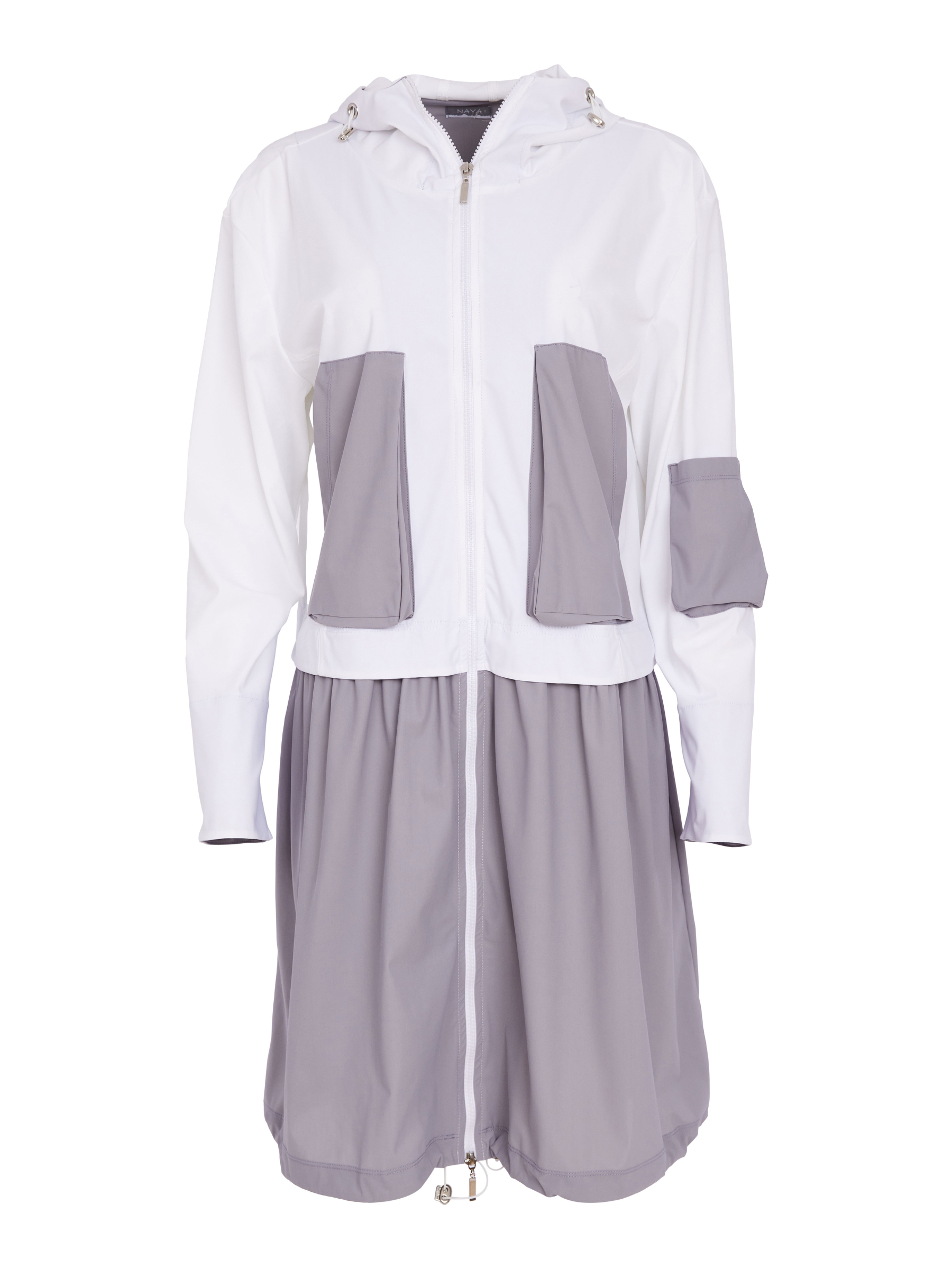 Naya NAS26 191 drawstring hem hooded jacket in lightweight stretch fabric with relaxed fit and modern everyday design.
