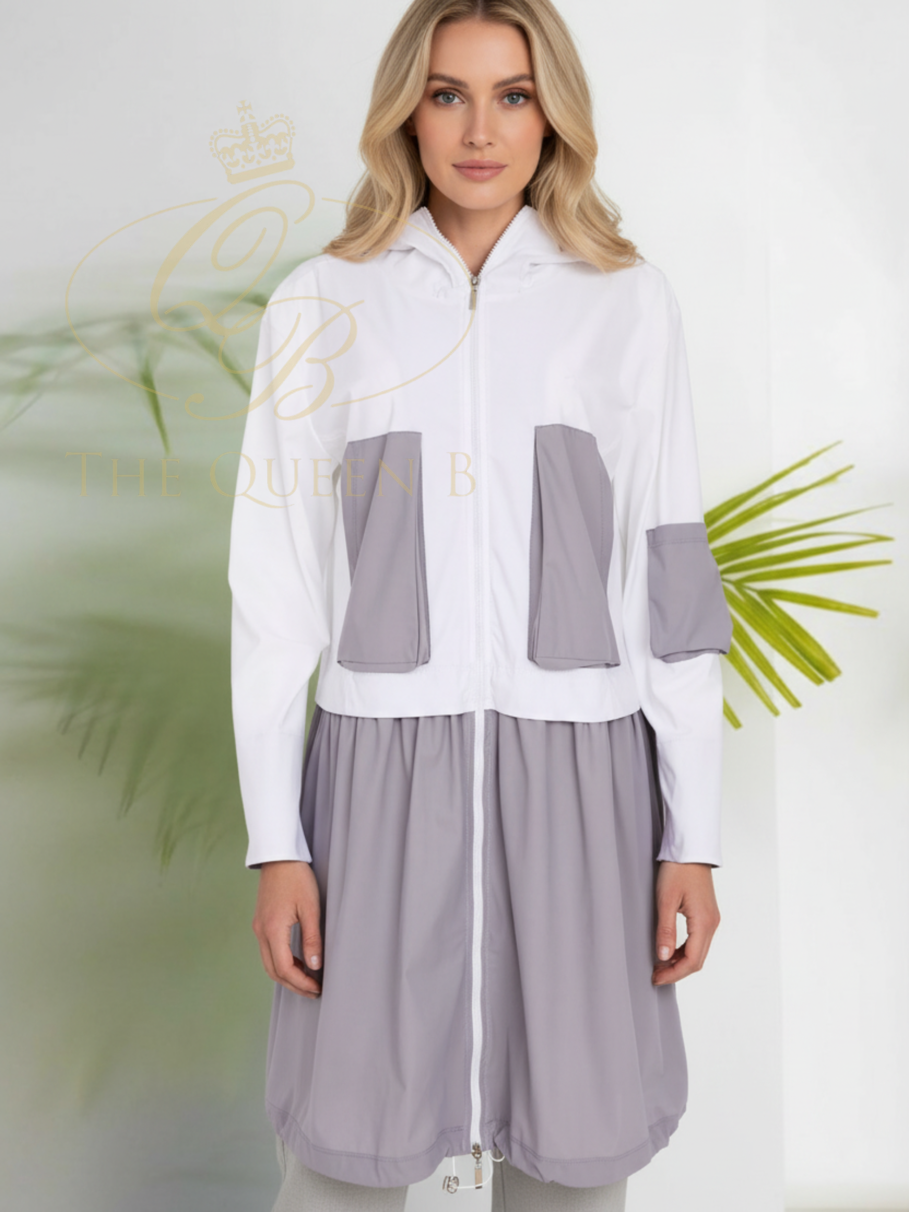 Naya NAS26 191 drawstring hem hooded jacket in lightweight stretch fabric with relaxed fit and modern everyday design.