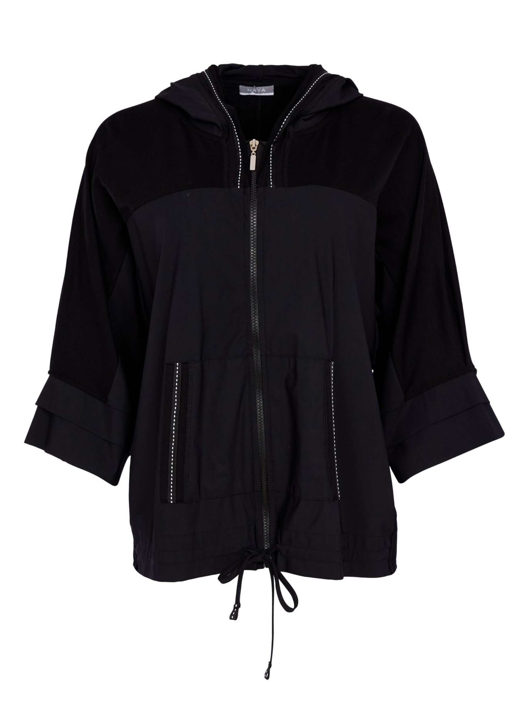 Naya NAS26 196 drawstring hem zip jacket in soft stretch fabric with relaxed fit and modern everyday design.