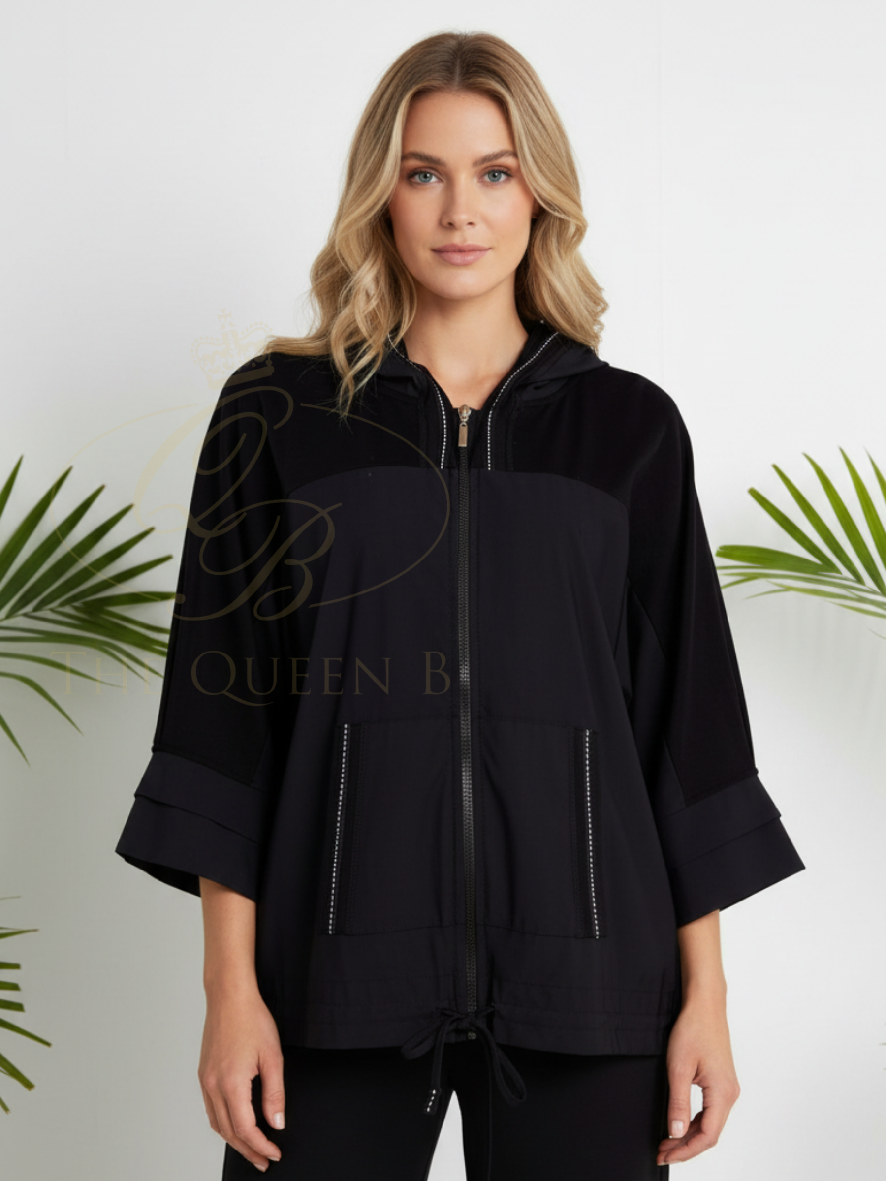 Naya NAS26 196 drawstring hem zip jacket in soft stretch fabric with relaxed fit and modern everyday design.