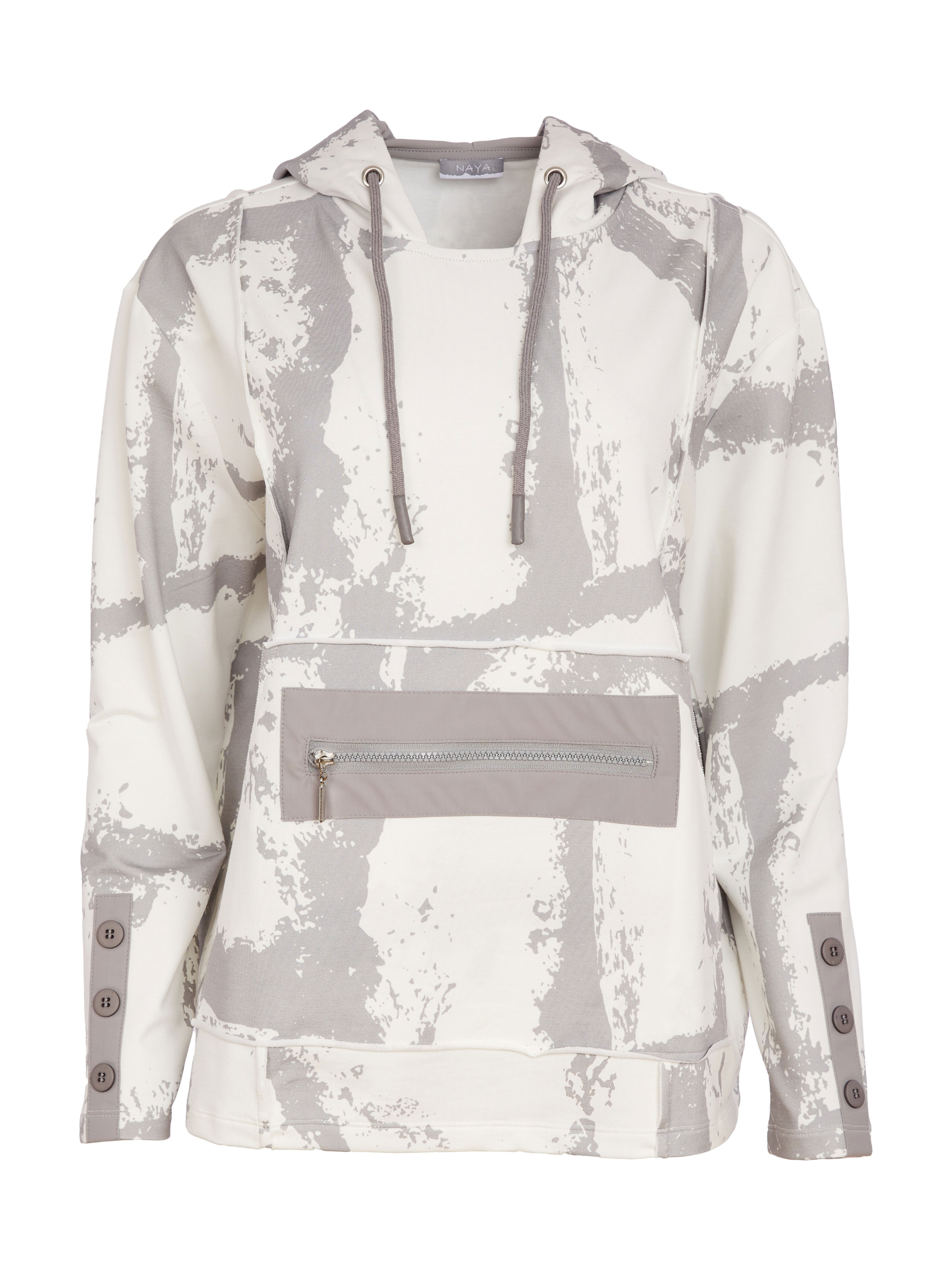 Naya NAS26 247 graphic print hooded top with relaxed fit and modern casual design.