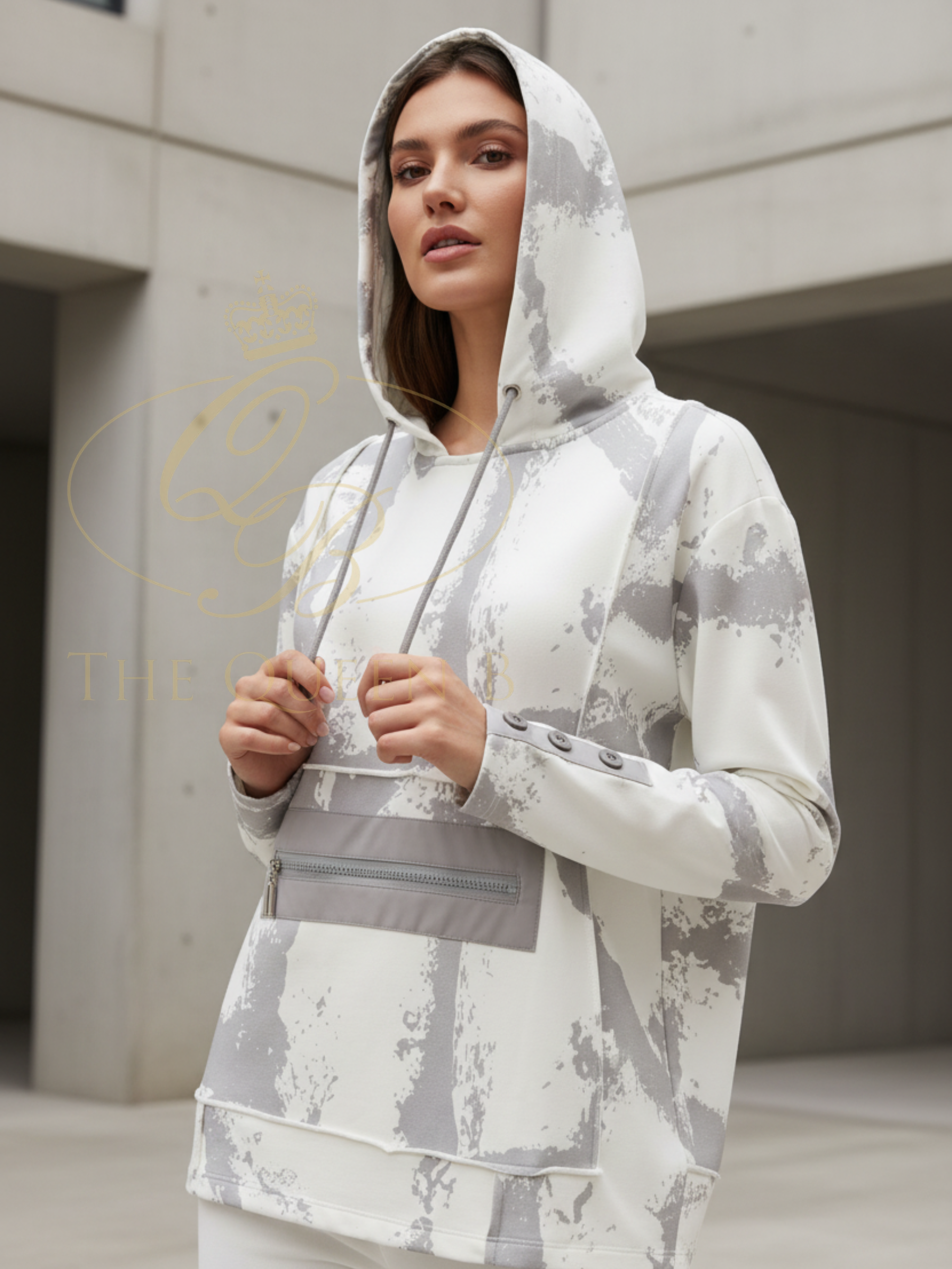 Naya NAS26 247 graphic print hooded top with relaxed fit and modern casual design.