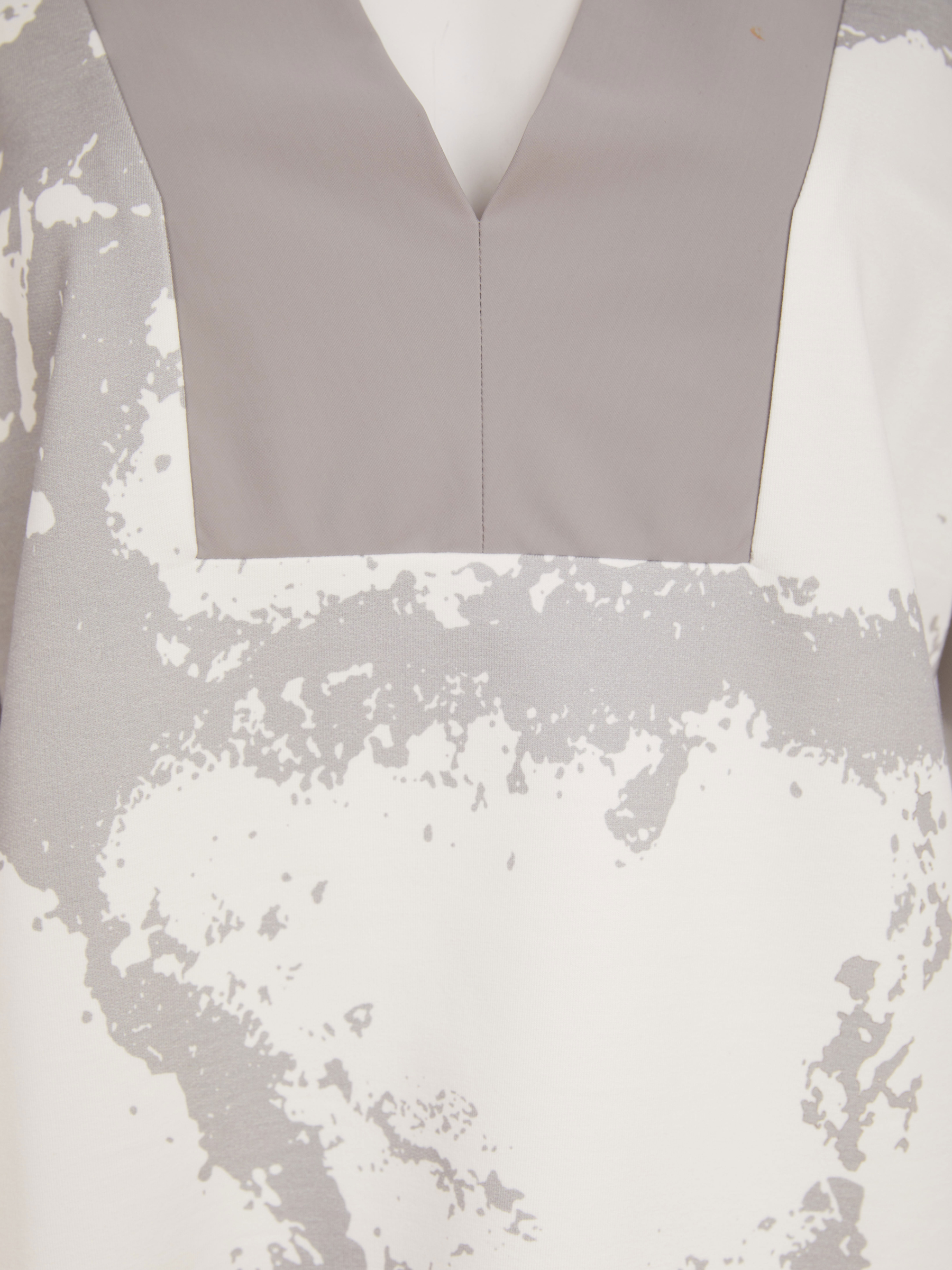 Naya NAS26 248 graphic print square shape V-neck top with relaxed fit and modern casual style.