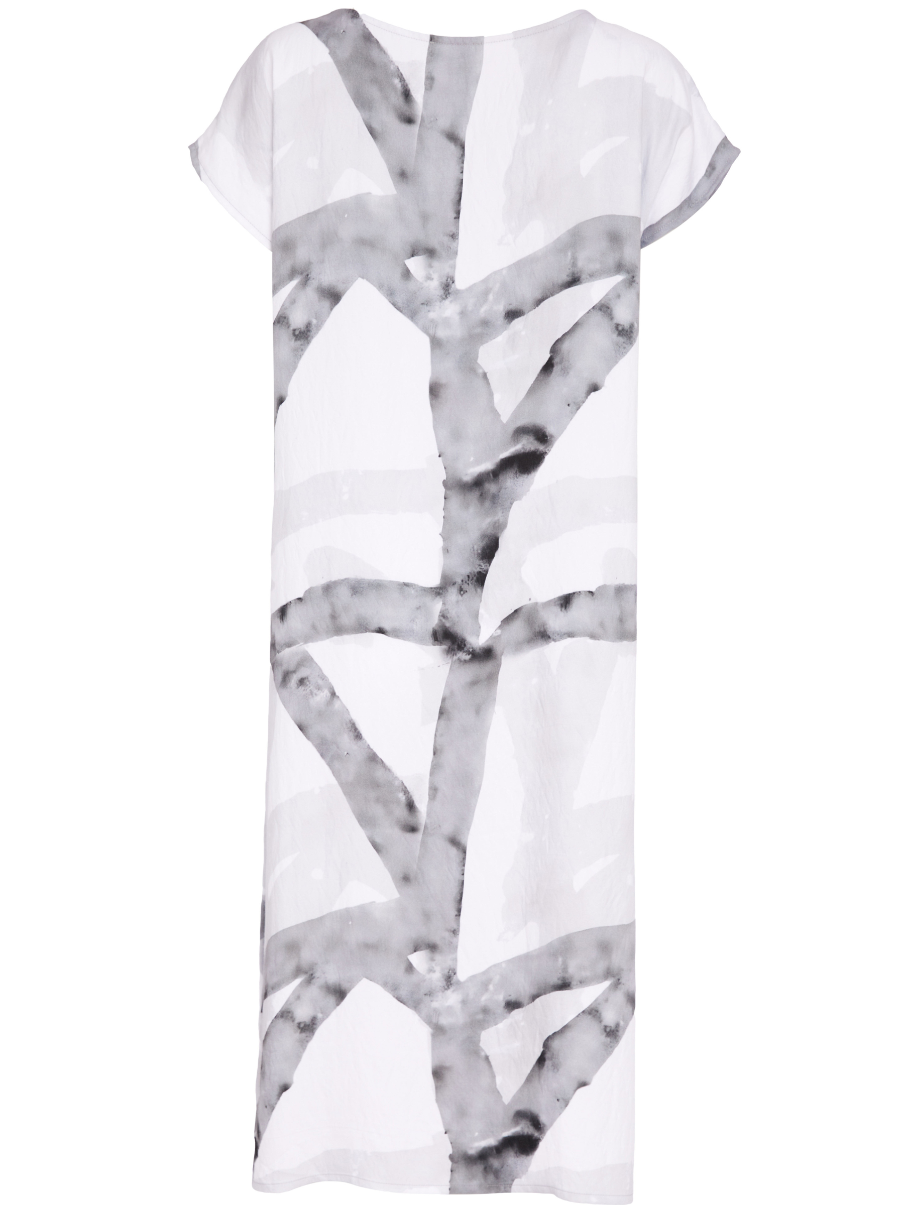 Naya NAS26 313 marbled ribbon print round neck dress with relaxed fit and contemporary silhouette.