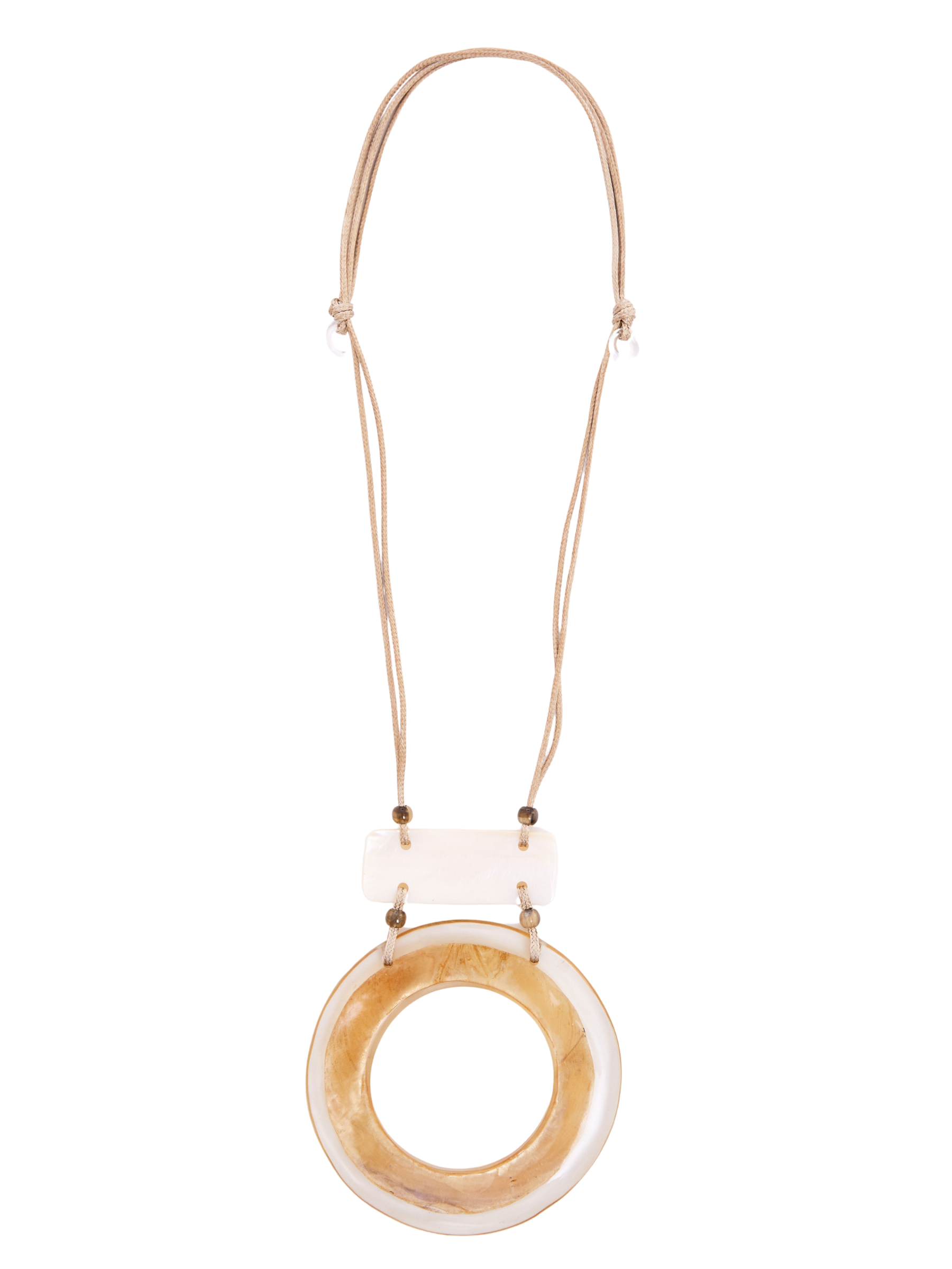 Naya NAS26 360 brushed gold circle necklace with adjustable cord and statement pendant.