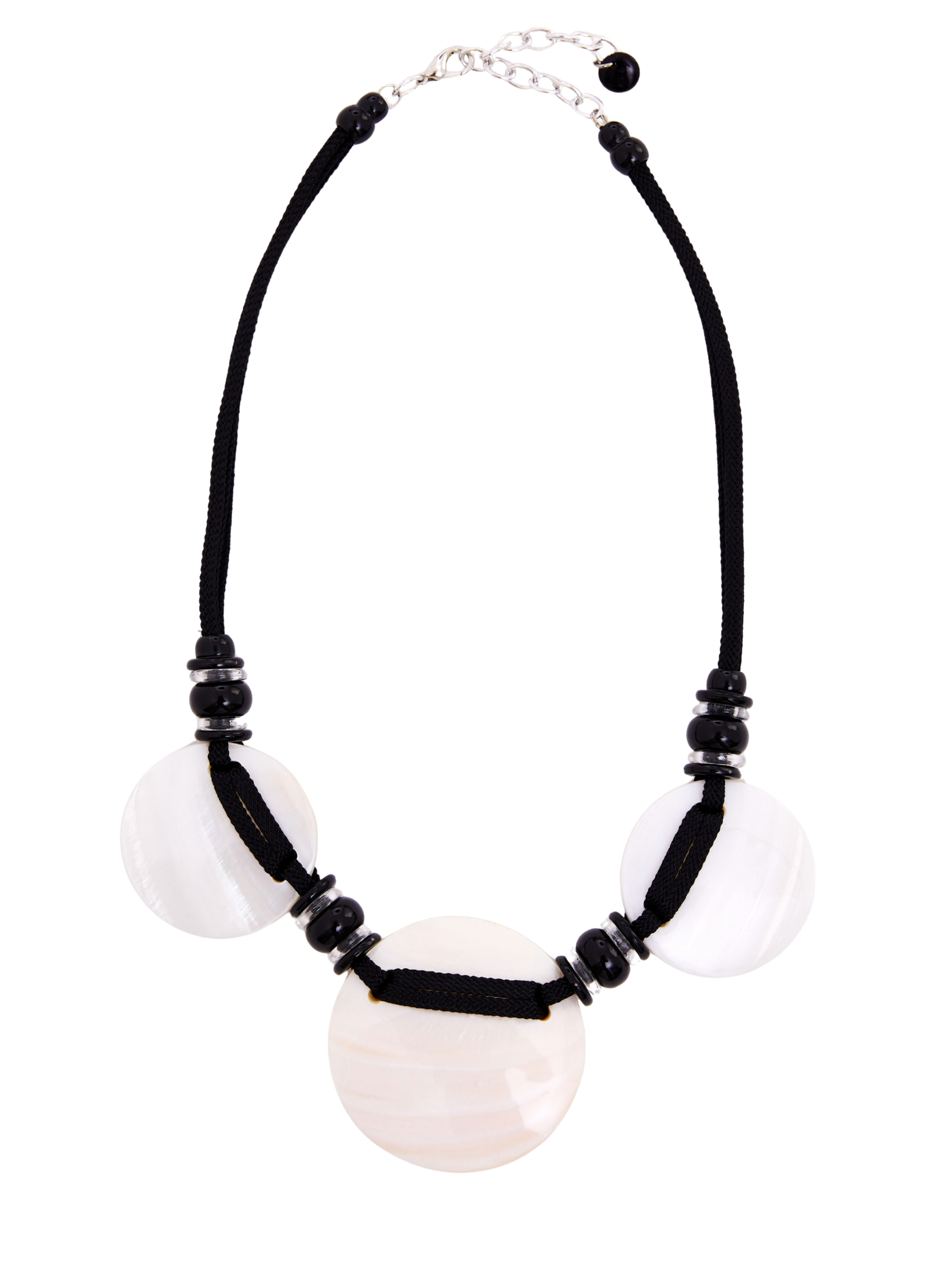 Naya NAS26 364 shell disc statement necklace with contemporary design and adjustable cord.