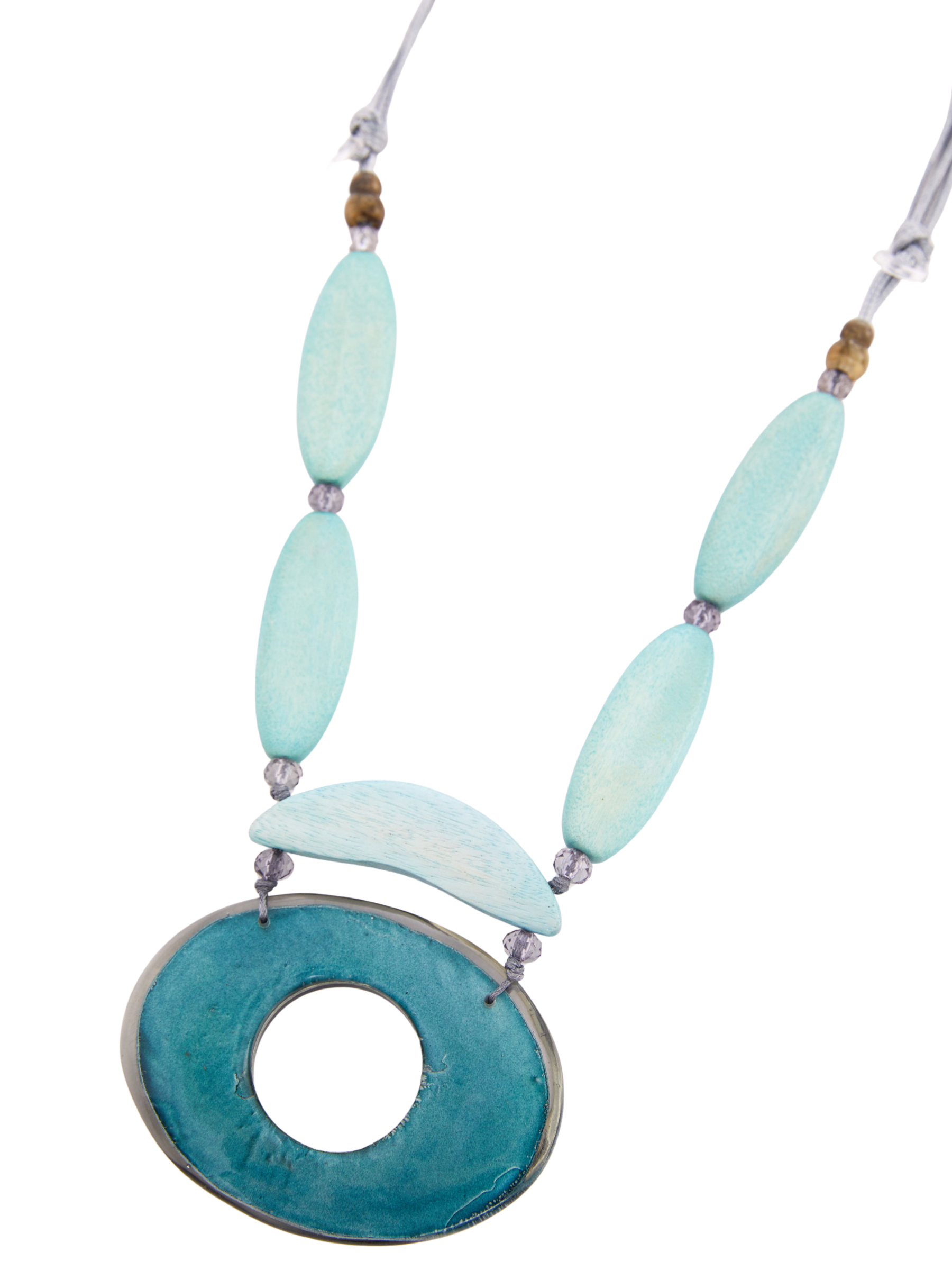 Naya NAS26 370 oblong stone oval necklace with statement oval pendant and adjustable cord.