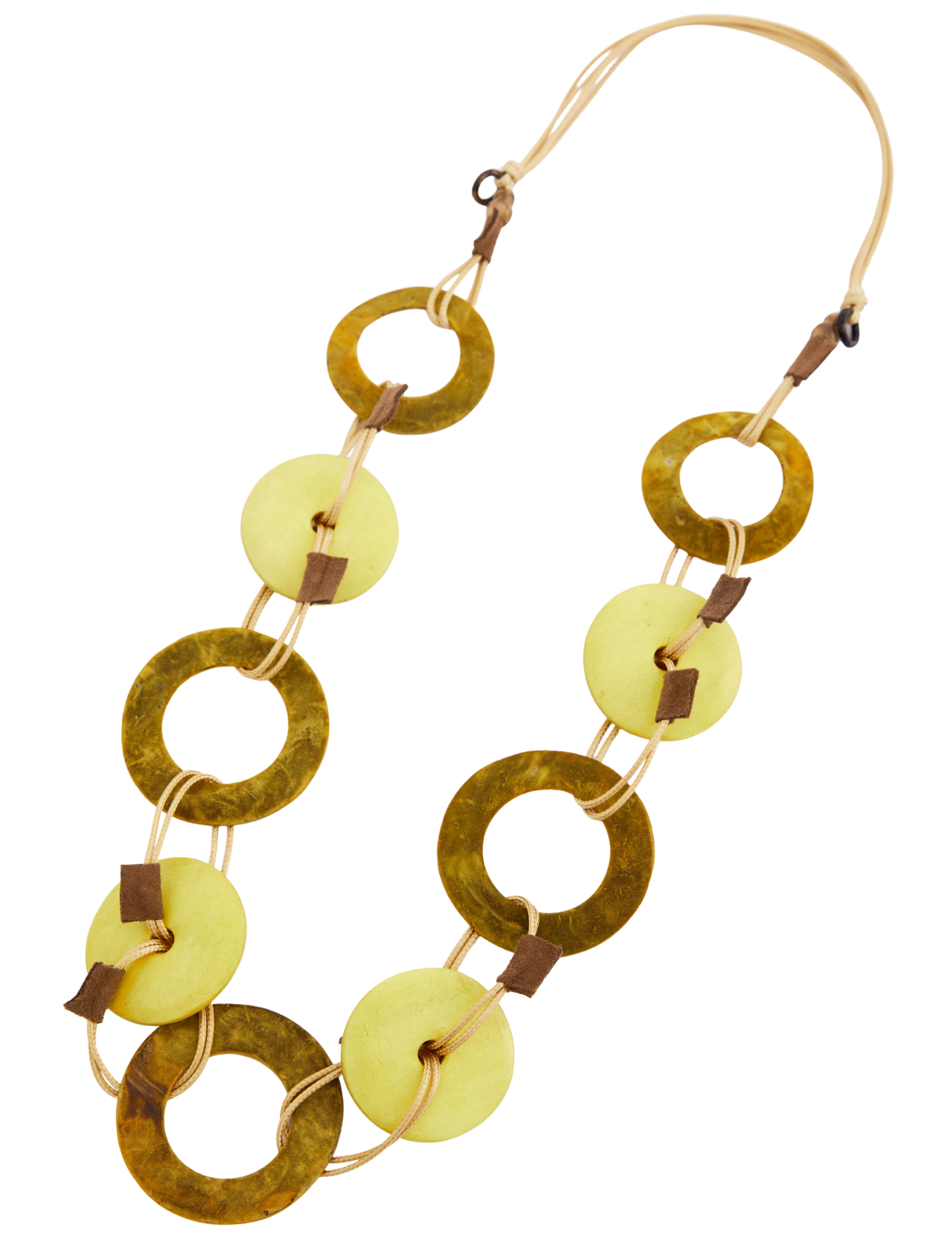 Naya NAS26 372 loop necklace with circular linked design and adjustable cord fastening.