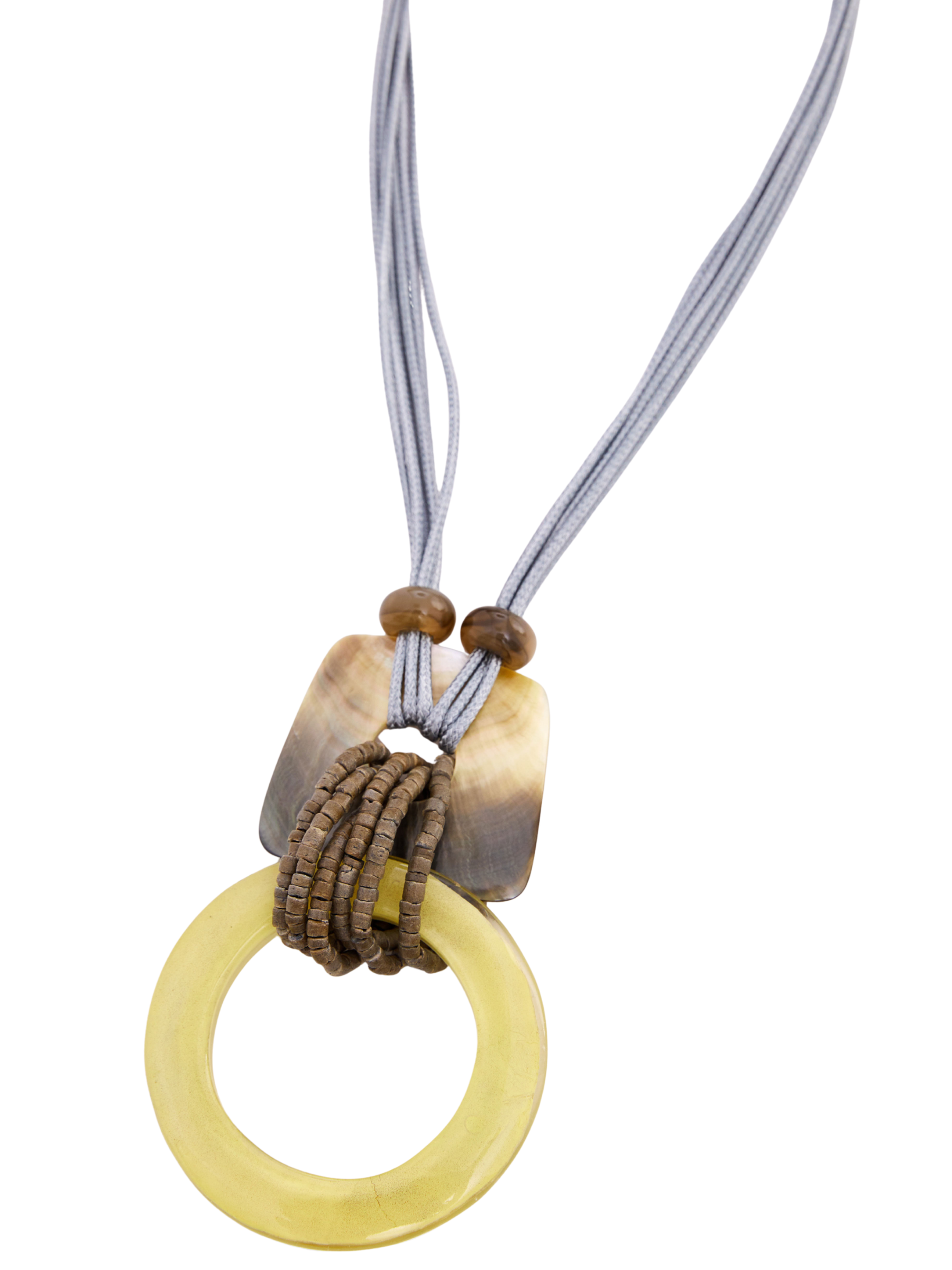 Naya NAS26 375 loop necklace with circular pendant, textured detail and adjustable chain fastening.