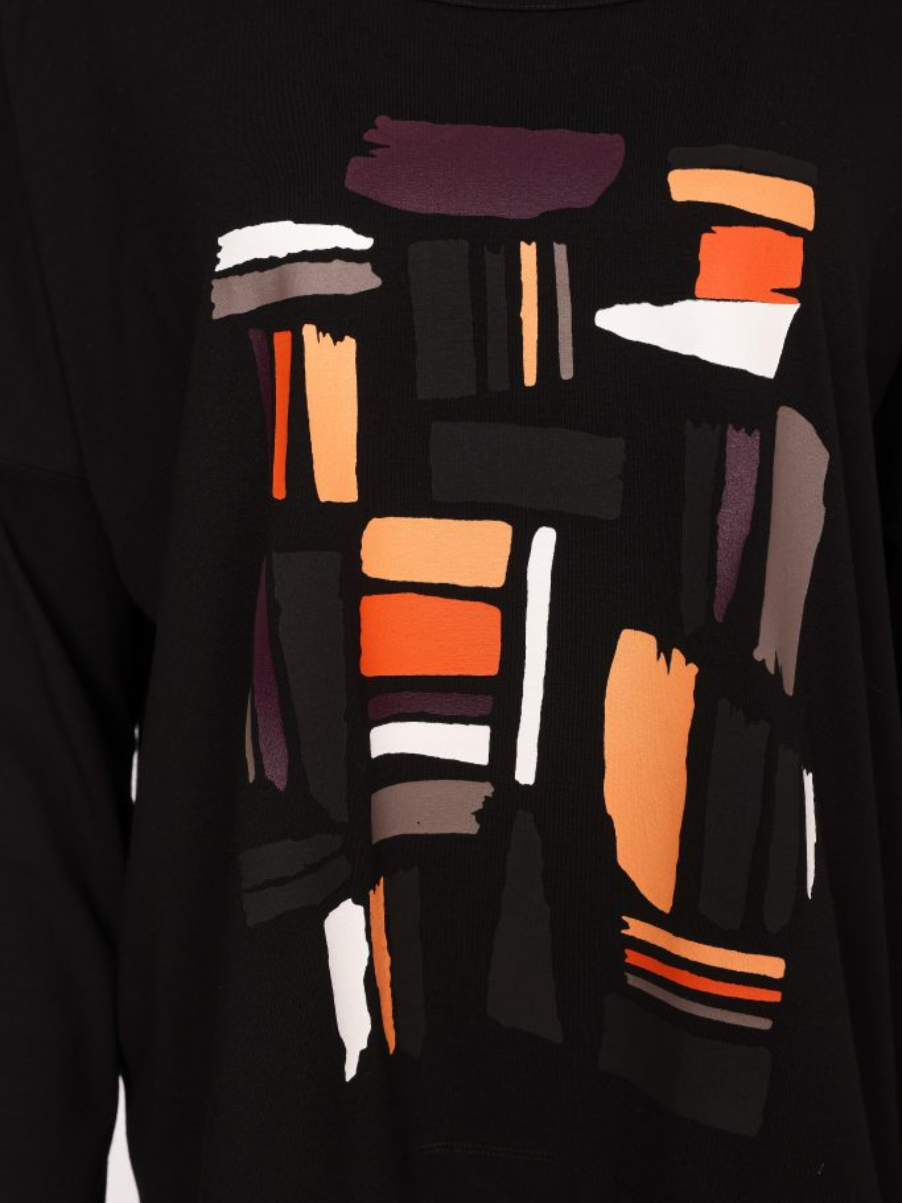 Naya NAW26 148 Placement Print Colour Block Top with round neckline, long sleeves and abstract front design