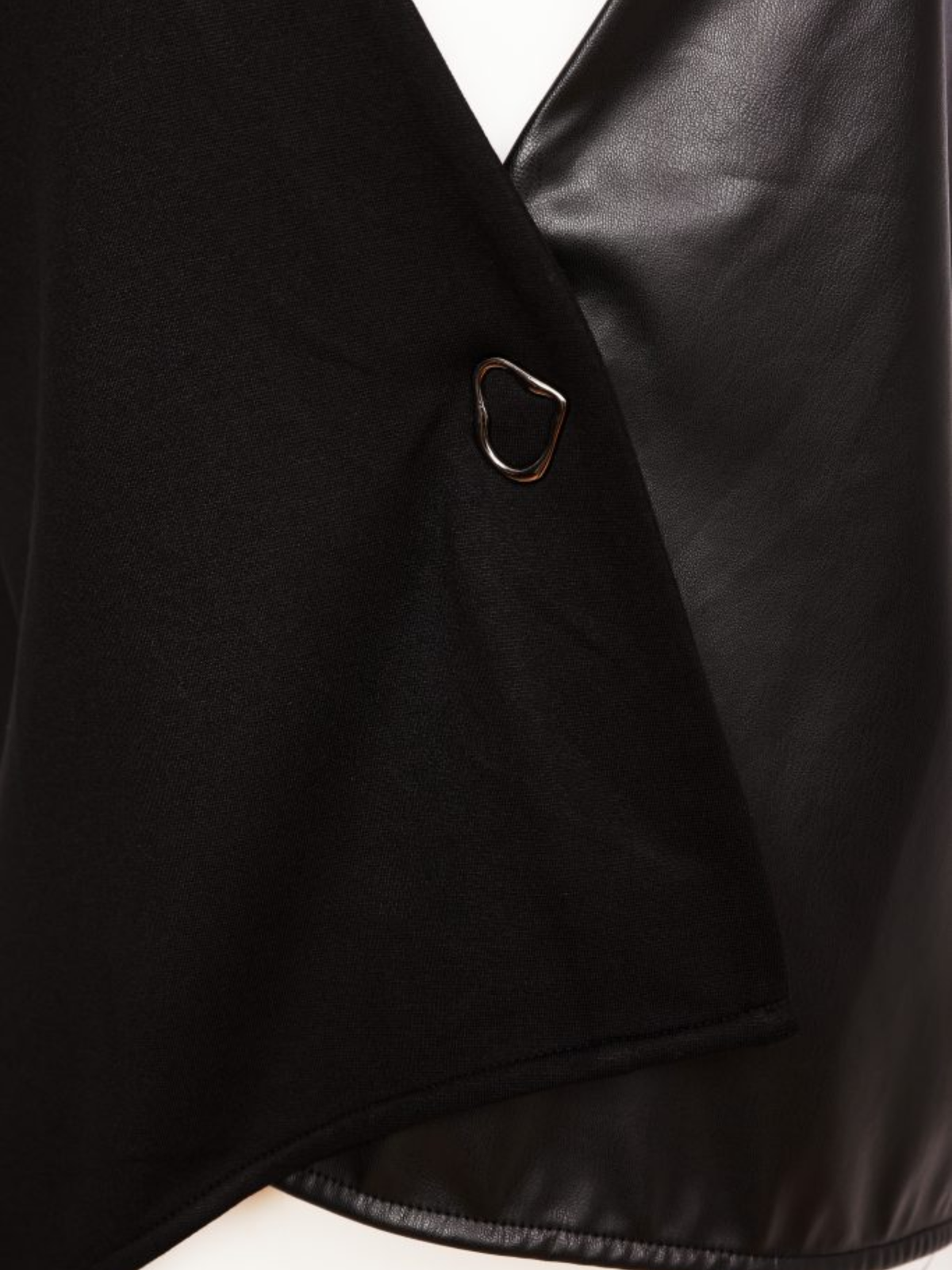 Naya NAW26 186 Leatherette Panel Waistcoat with asymmetric front, ring detail and contrast fabric panel