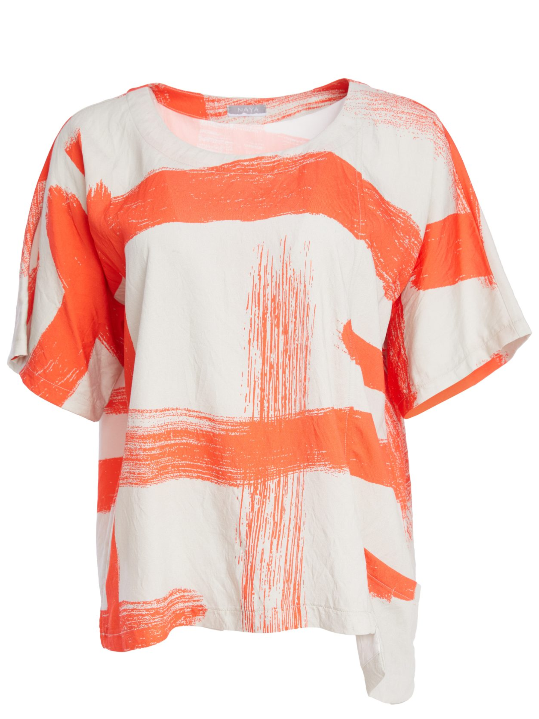 Naya NPA26 122 Round Neck Paintwork Print Square Top with round neckline, short sleeves and relaxed square shape