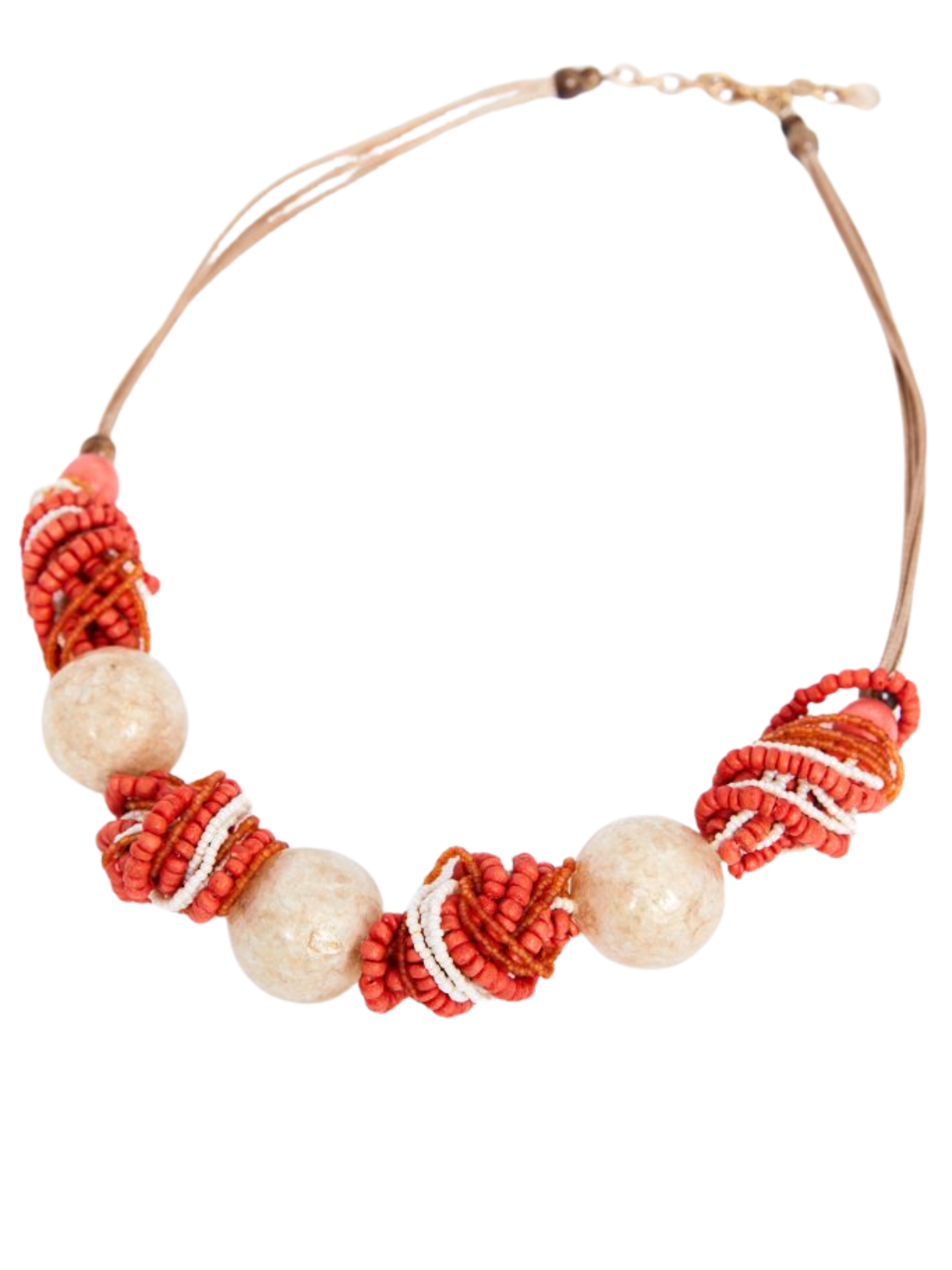 Naya NPA26 365 Beaded Knot Necklace with multi-cord design, oversized beads and textured knot detail
